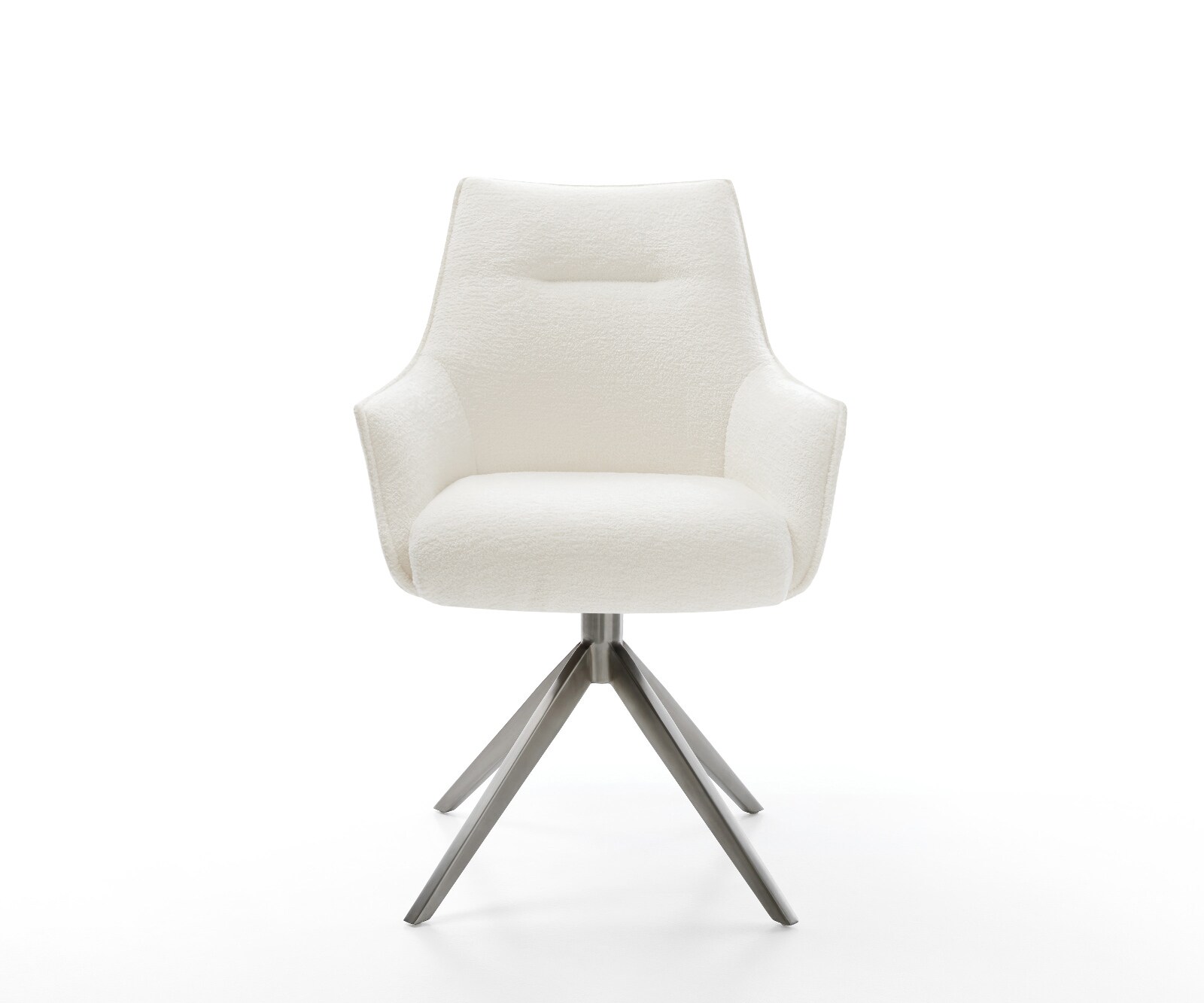 Chaise-pivotante Alja-Flex avec accoudoirs bouclé doux beige pied croisé large grafiete pivotement sur 360° fonction bascule resorts ensachés 2