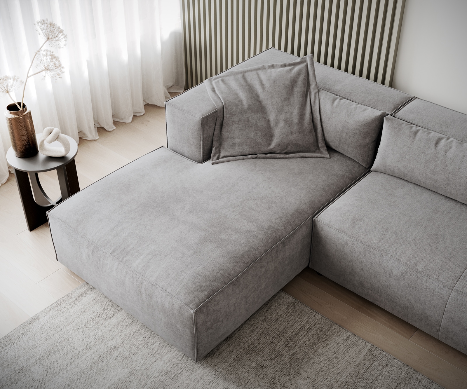 Canapé-d'angle Brom 260x175 cm microfibre gris recamière à gauche 5 Canapé-d'angle Brom 260x175 cm microfibre gris recamière à gauche 5