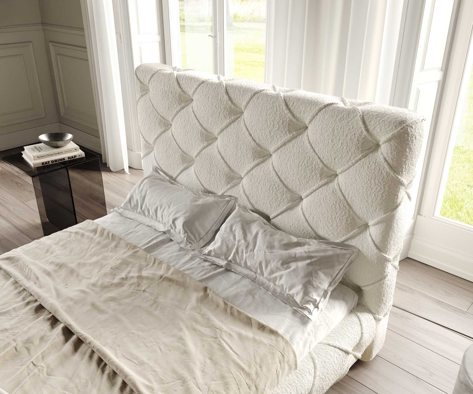 Sommier-rembourré Nayara 140x200 cm Bouclé Crème-Blanc 4