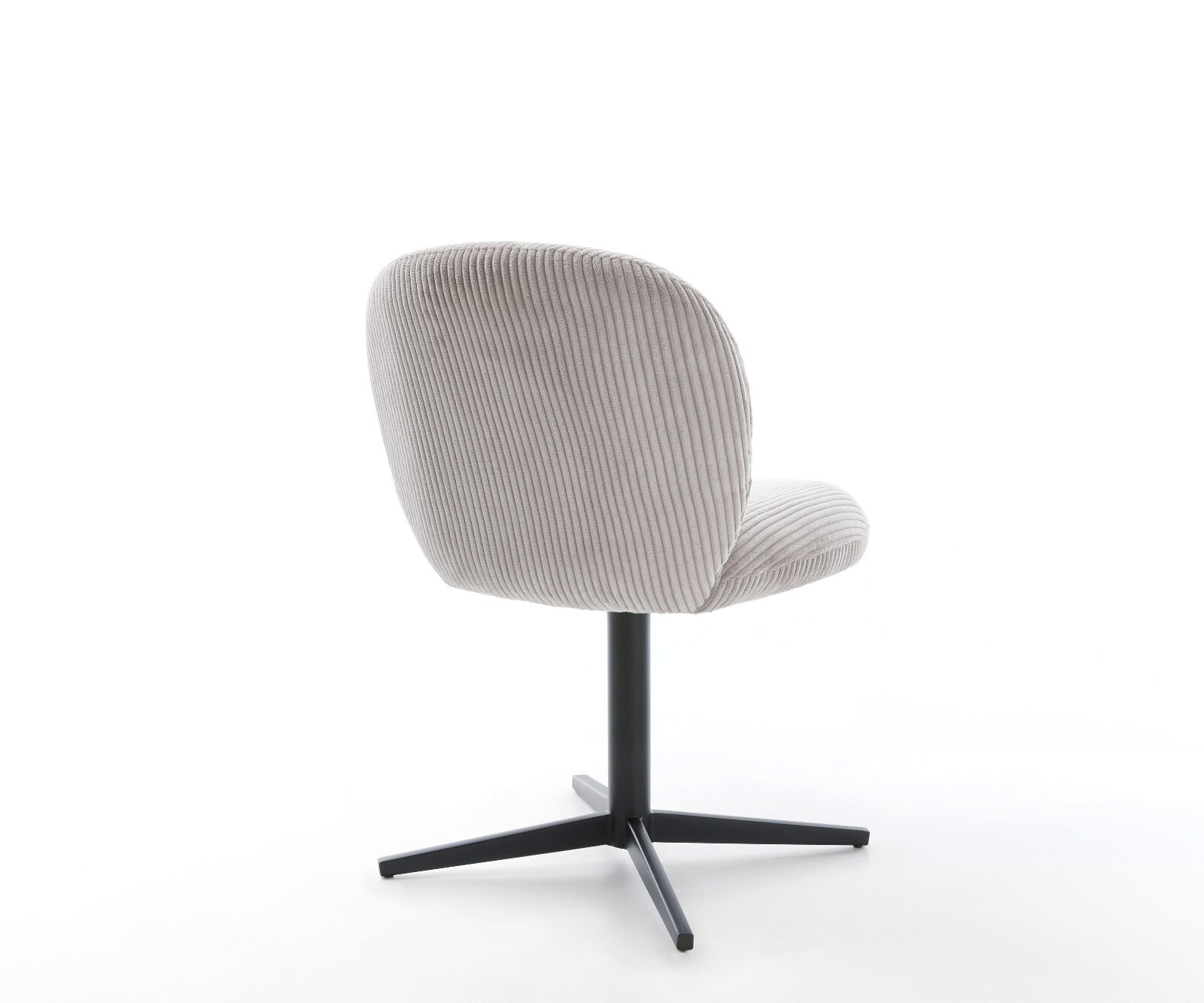 Chaise-pivotante Nube-Flex côtelé gris argenté pied de chaise 4 branches noir pivotement sur 360° ressorts ensachés 4