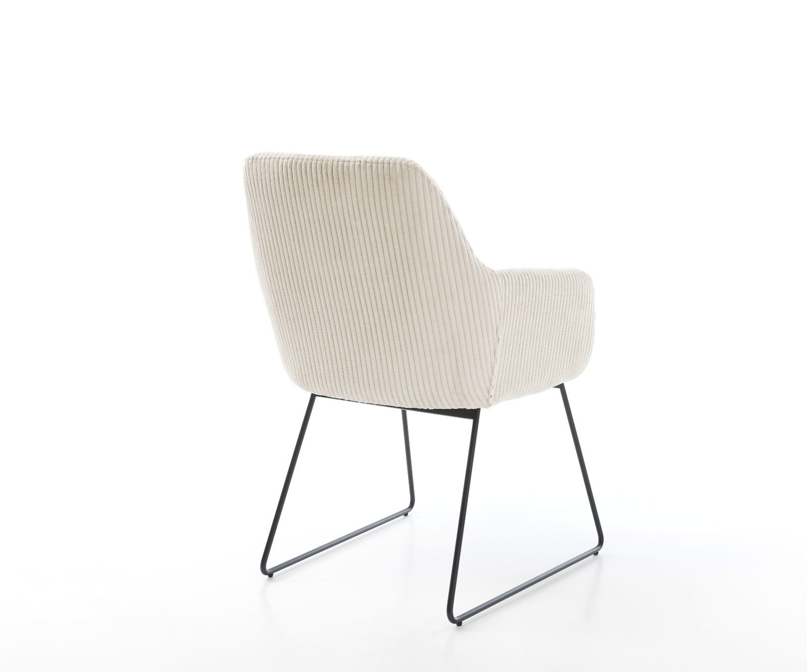 Chaise-de-salle-à-manger Pejo-Flex côtelé beige vintage pied trapèze noir ressorts ensachés 4