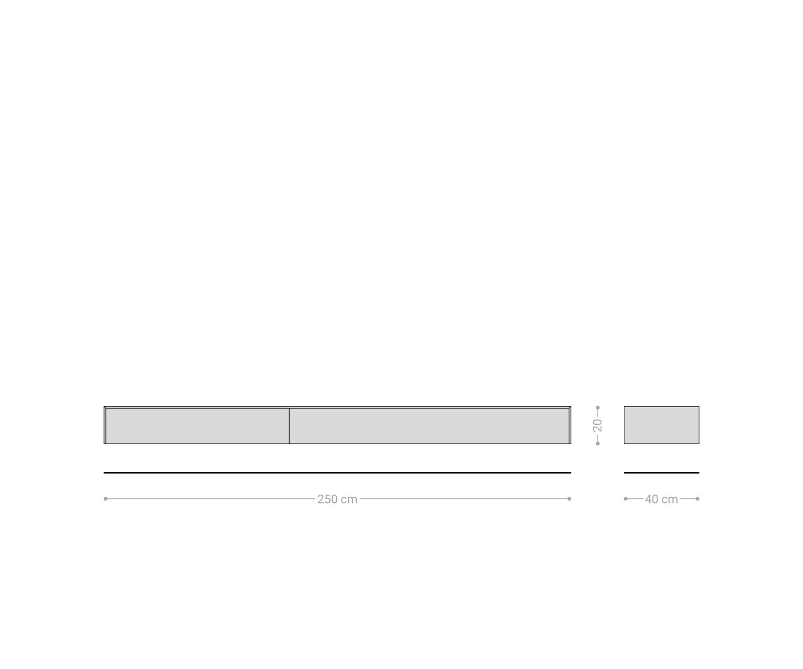 Meuble-TV Cuor 250 cm Céramique Béton gris 1 Clapet 1 Tiroir Flottant 8