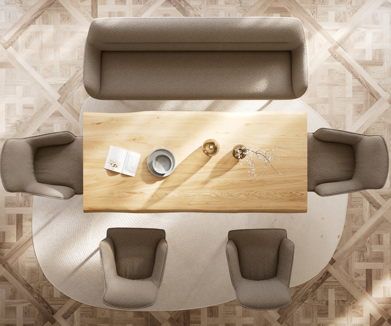 Banc-de-salle-à-manger Taya-Flex 200 cm bouclé boue pied croisé angulaire noir ressort ensaché 5