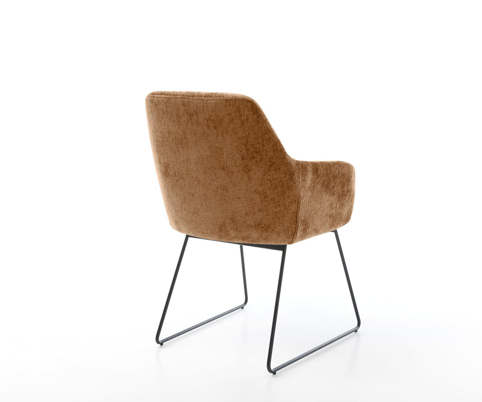 Chaise-de-salle-à-manger Pejo-Flex chenille rouille pied trapèze noir ressorts ensachés 4