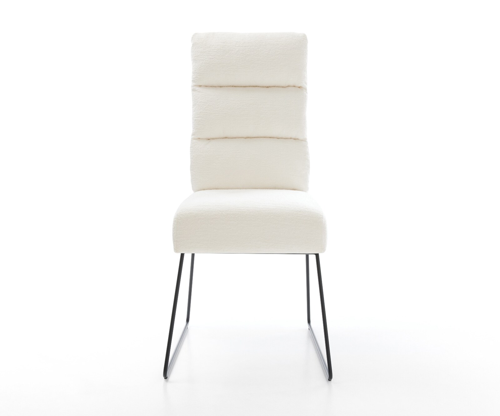 Chaise-de-salle-à-manger Pela-Flex bouclé doux beige pied trapèze noir resorts ensachés 2