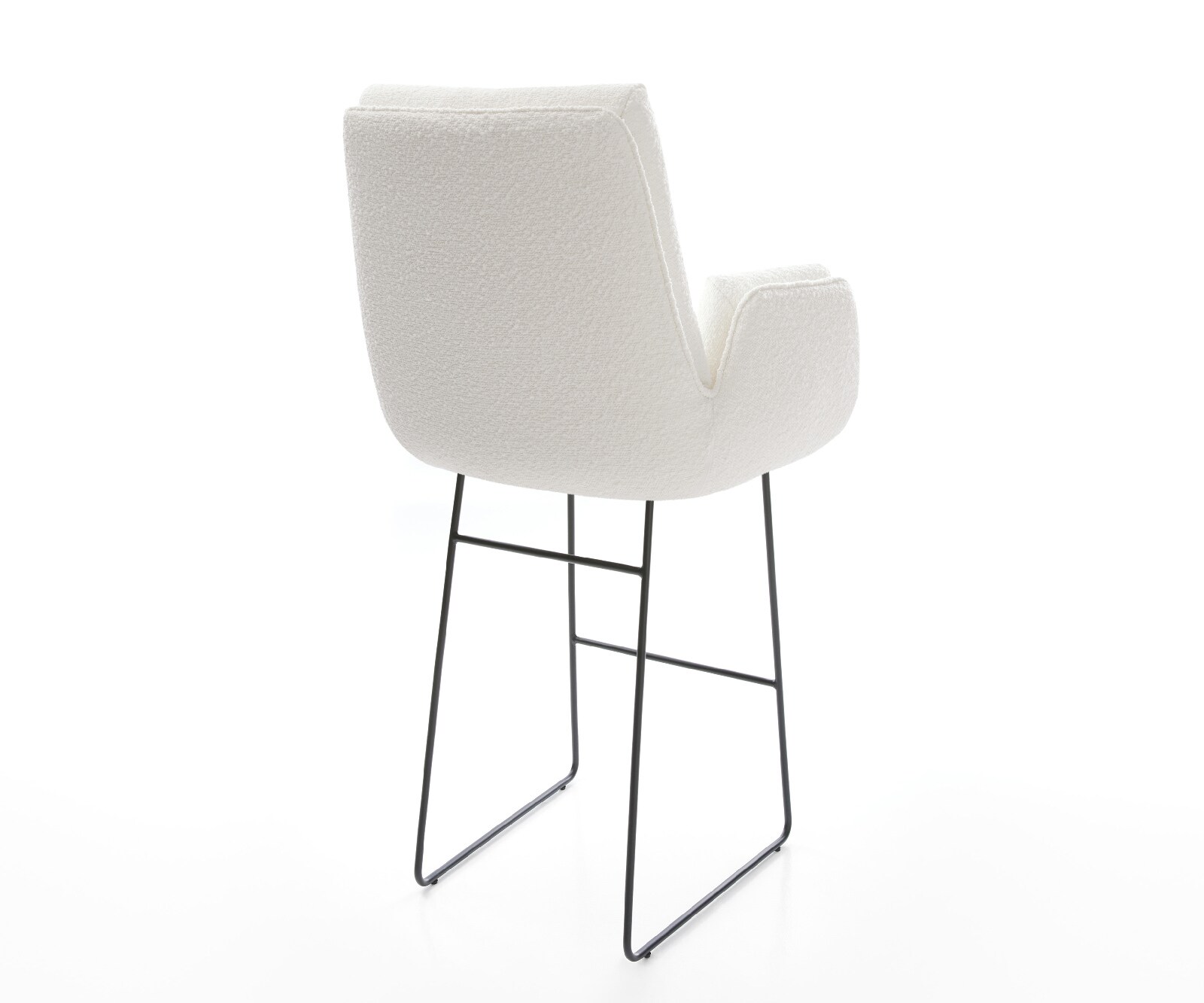 Chaise-de-bar Clea-Flex Bouclé Crème-blanc Pied trapèze noir Noir 4