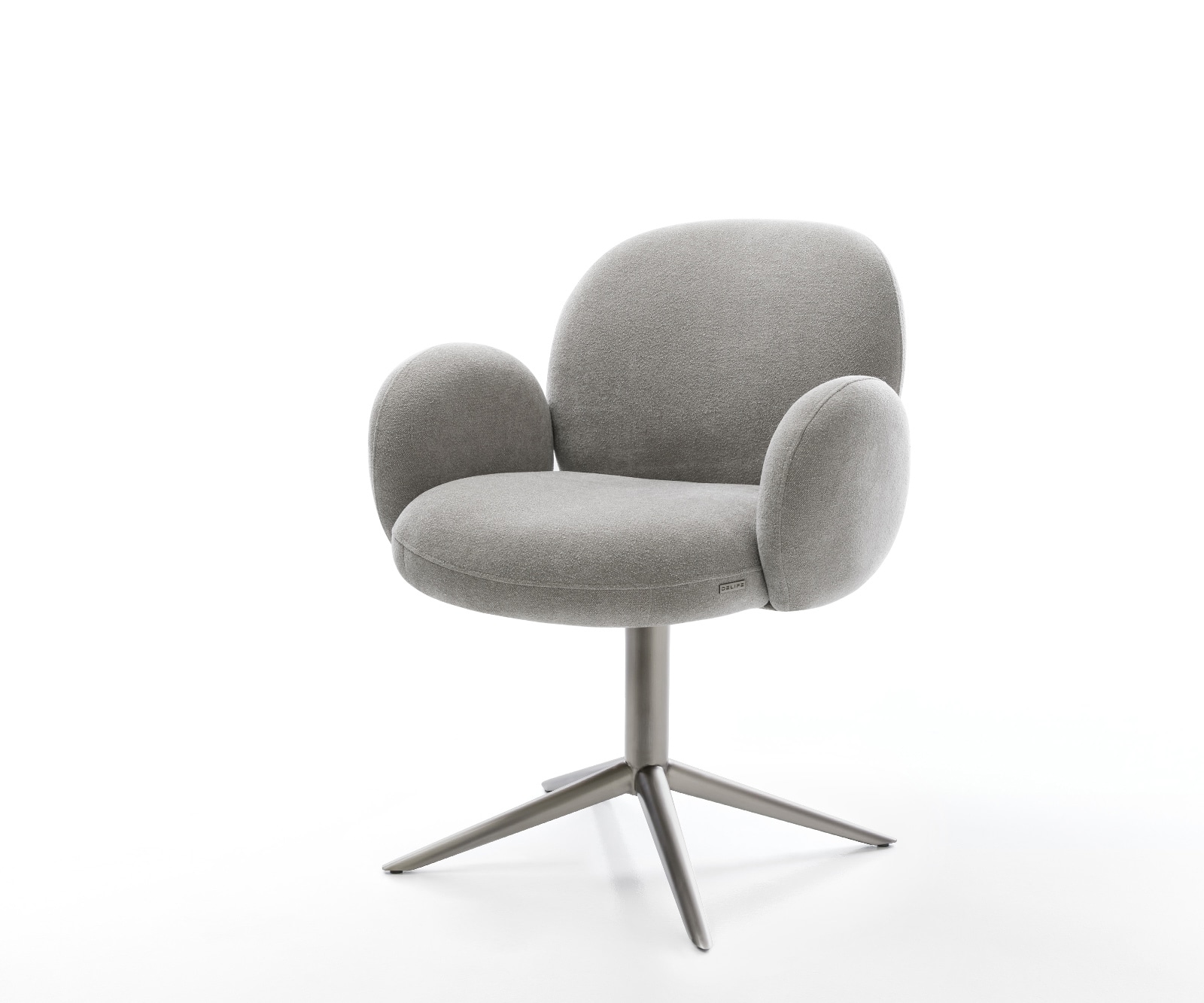 Chaise-pivotante Nube-Flex avec accoudoirs tissu structuré doux gris pied de chaise 4 branches grafiete pivotement sur 360° fonction bascule resorts ensachés 1