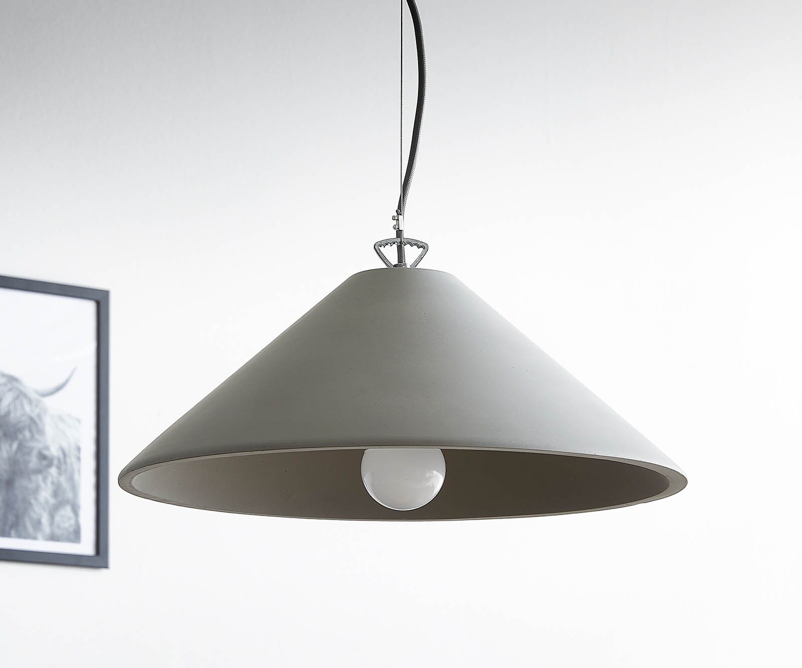 Lampe-à-suspension Fatua 40 cm béton 60 W lampe à suspension Pendentif lumineux 3