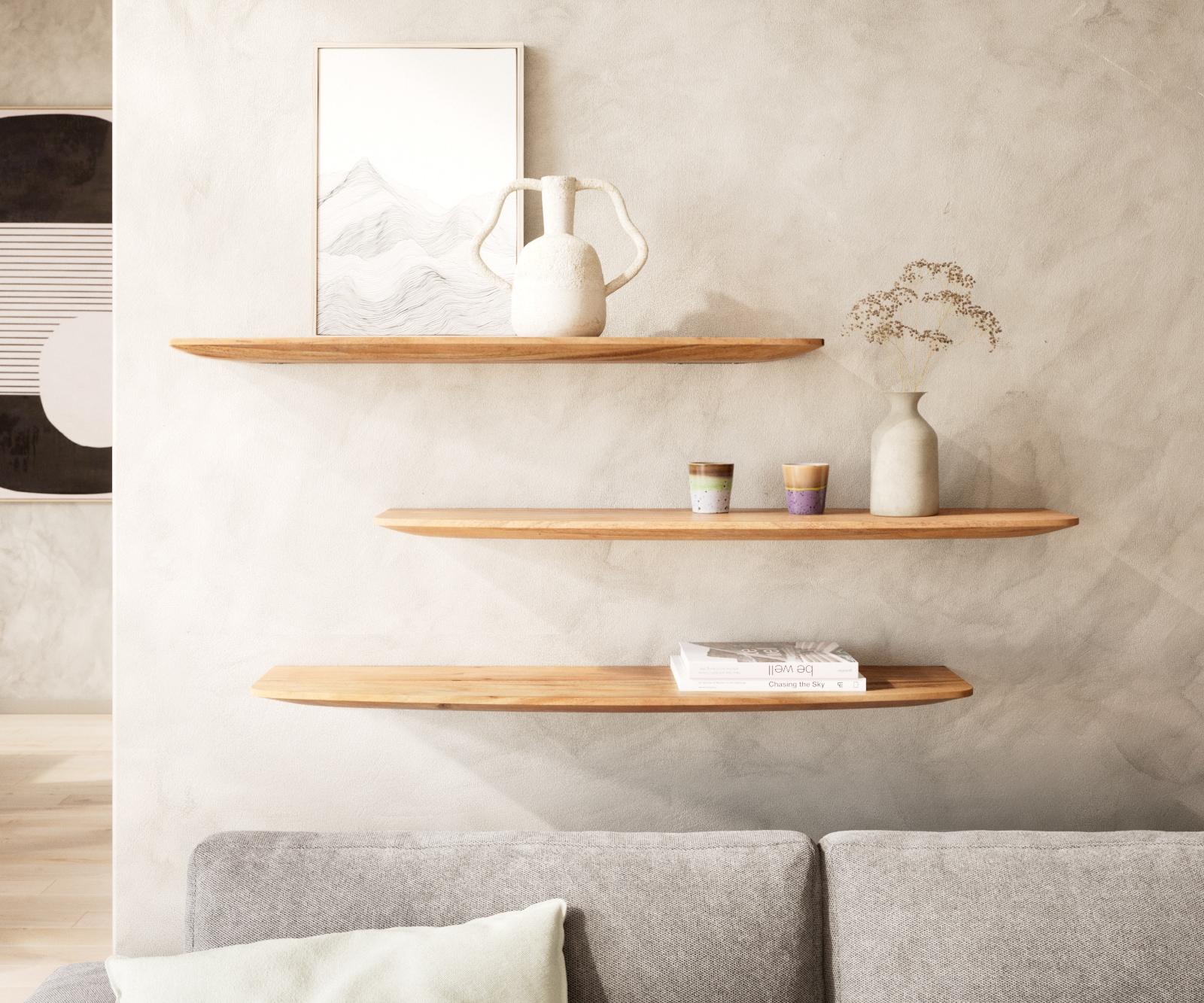 Étagère-murale Edge 100 cm acacia naturel bord suisse massif 5 Étagère-murale Edge 100 cm acacia naturel bord suisse massif 5