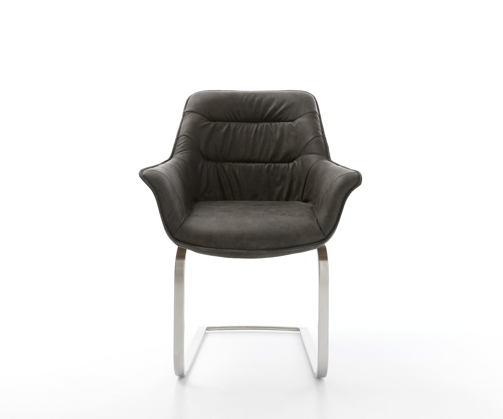 Cantilever Kaira-Flex microvelours anthracite vintage pied cantilever plat acier inoxydable brossé 1