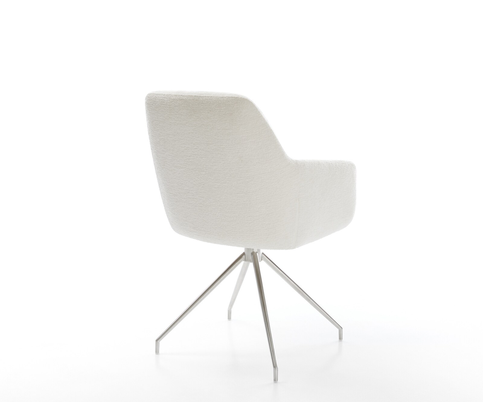 Chaise-de-salle-à-manger Pejo-Flex bouclé doux beige pied croisé conique acier inoxydable resorts ensachés 4