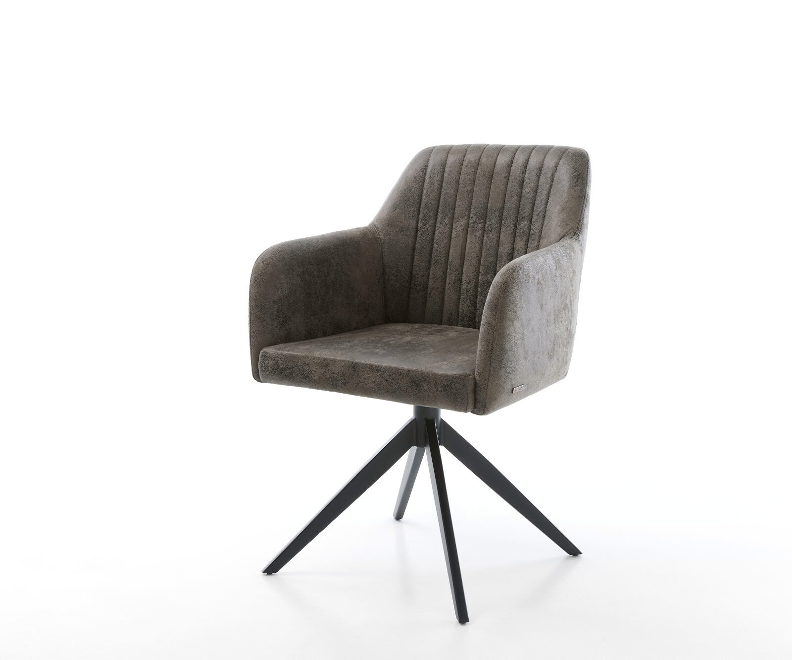 Chaise-de-salle-à-manger Greg-Flex microvelours gris antique pied croisé large noir ressorts ensachés Chaise-de-salle-à-manger Greg-Flex microvelours gris antique pied croisé large noir ressorts ensachés