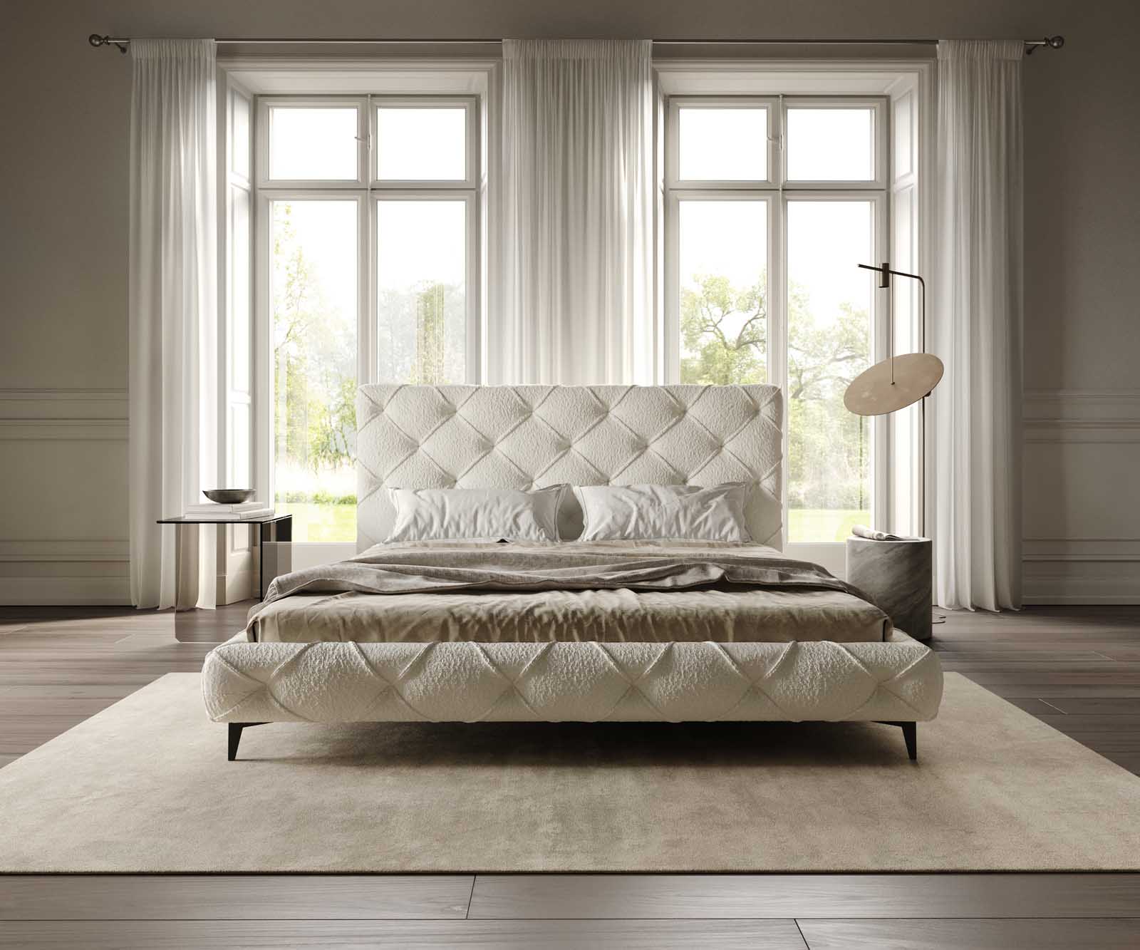 Sommier-rembourré Nayara 180x200 cm Bouclé Crème-Blanc 1