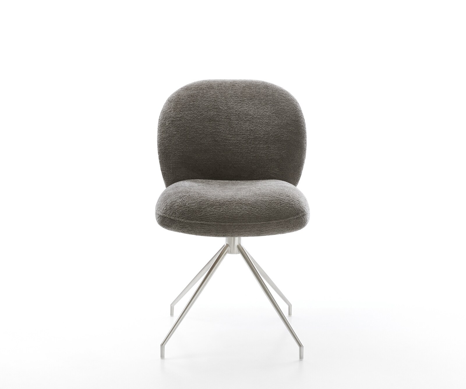 Chaise-de-salle-à-manger Nube-Flex bouclé doux couleur boue pied croisé conique acier inoxydable resorts ensachés 2