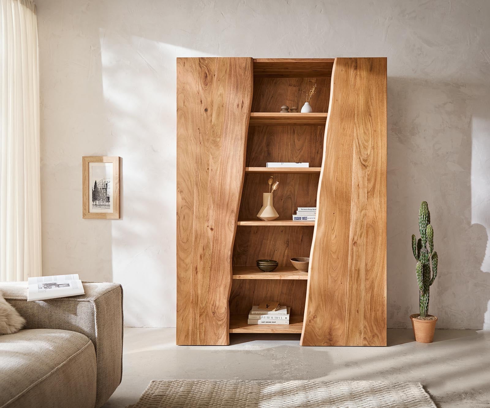 Étagère Live-Edge 140x195 cm Acacia Naturel 2 portes 1 Étagère Live-Edge 140x195 cm Acacia Naturel 2 portes 1