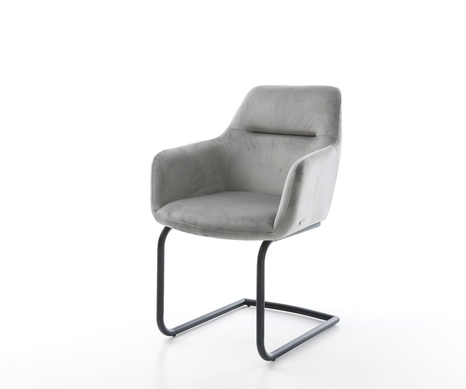 Cantilever Pejo-Flex velours gris pied cantilever rond noir ressorts ensachés