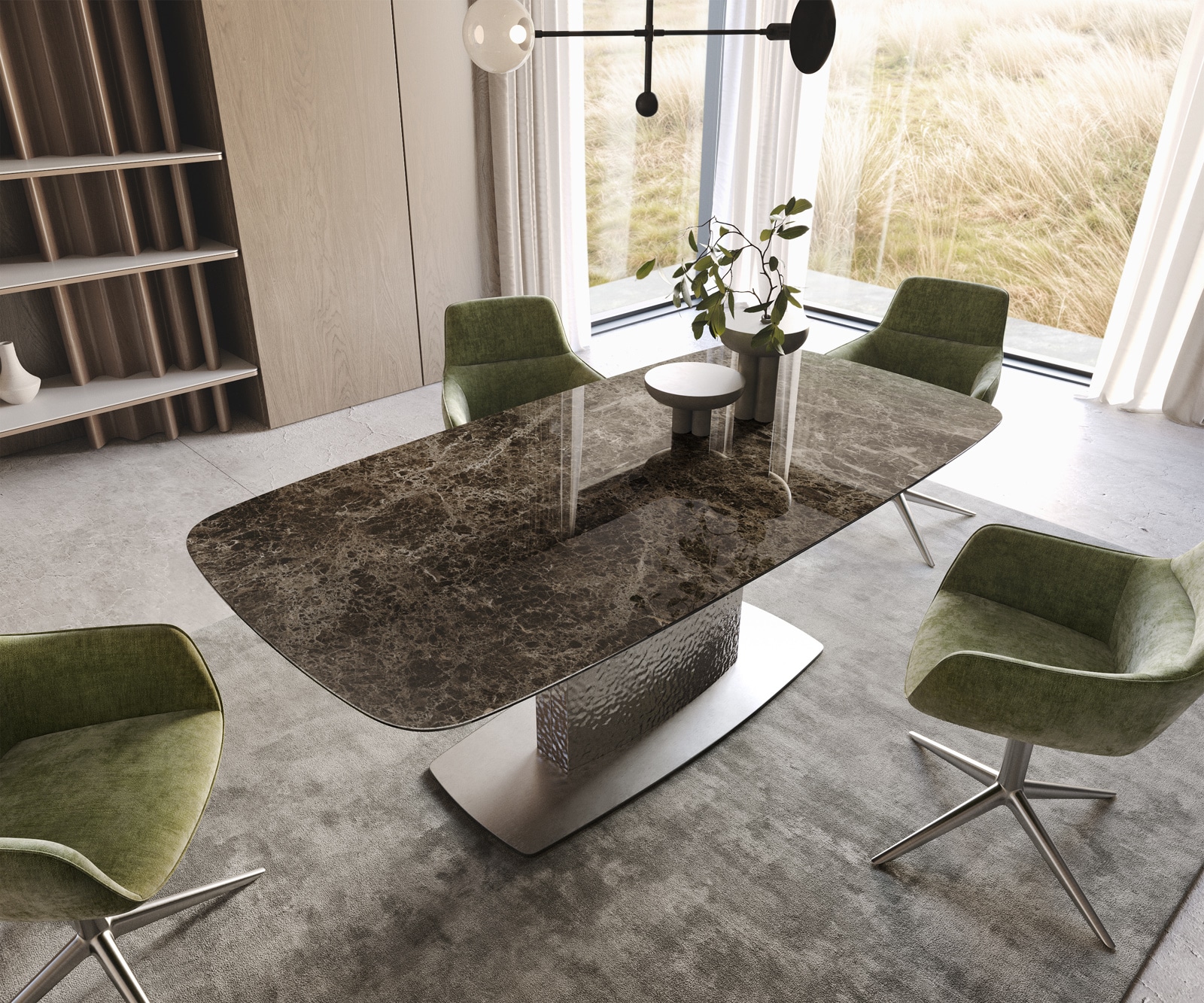 Table à manger Edge Boot 200x100 Laminam® Emperador Extra Lucidato Marron foncé Wave Acier inoxydable Table à manger Edge Boot 200x100 Laminam® Emperador Extra Lucidato Marron foncé Wave Acier inoxydable