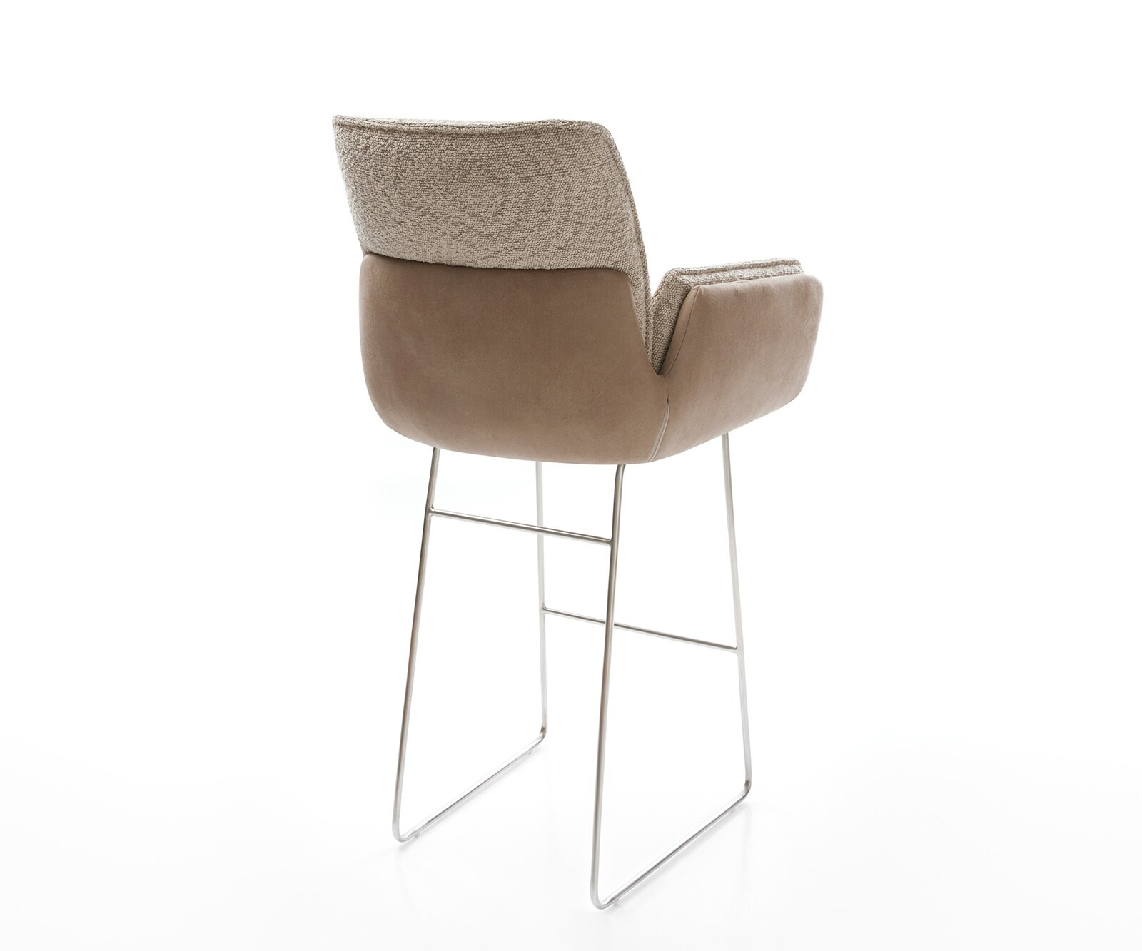 Chaise-de-bar Nela-Flex mélange de matériaux boue piétement traîneau acier inoxydable ressorts ensachés 4