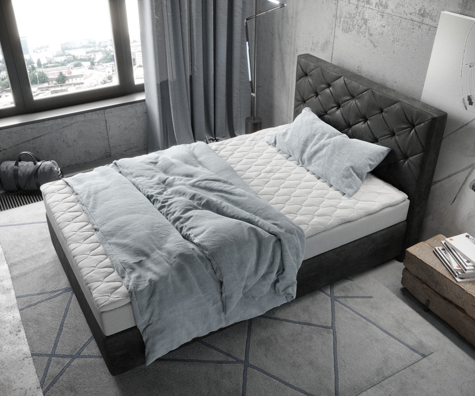 Lit à sommier tapissier Dream-Great 120x200 Microfibre Anthracite Vintage 3 Lit à sommier tapissier Dream-Great 120x200 Microfibre Anthracite Vintage 3