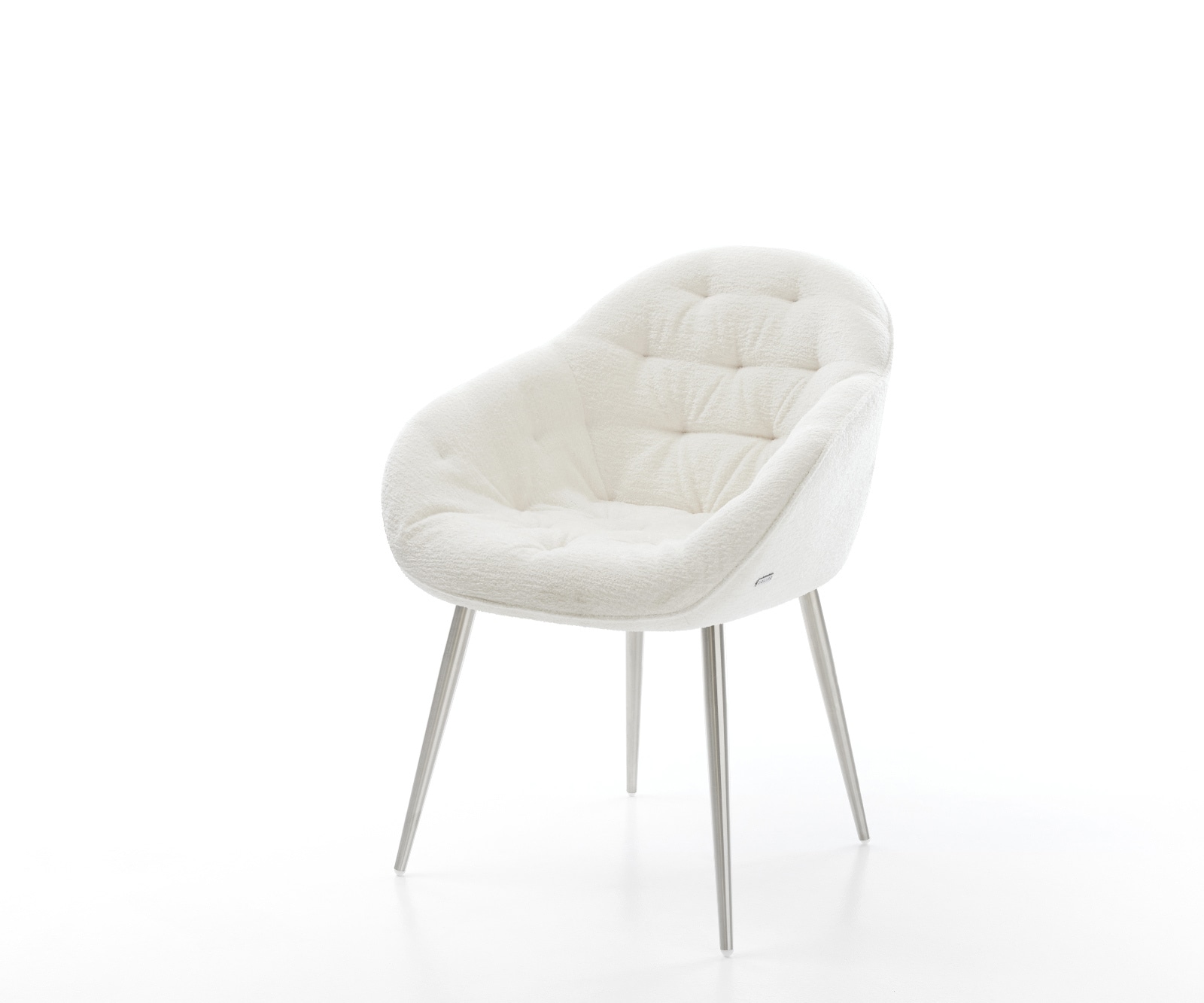 Chaise-de-salle-à-manger Gaio-Flex bouclé doux beige 4 pieds coniques acier inoxydable 1