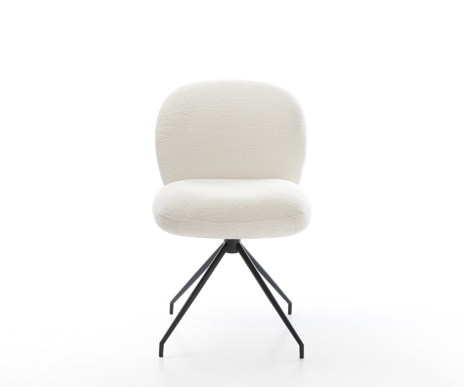 Chaise-de-salle-à-manger Nube-Flex bouclé doux beige pied croisé conique noir resorts ensachés 2