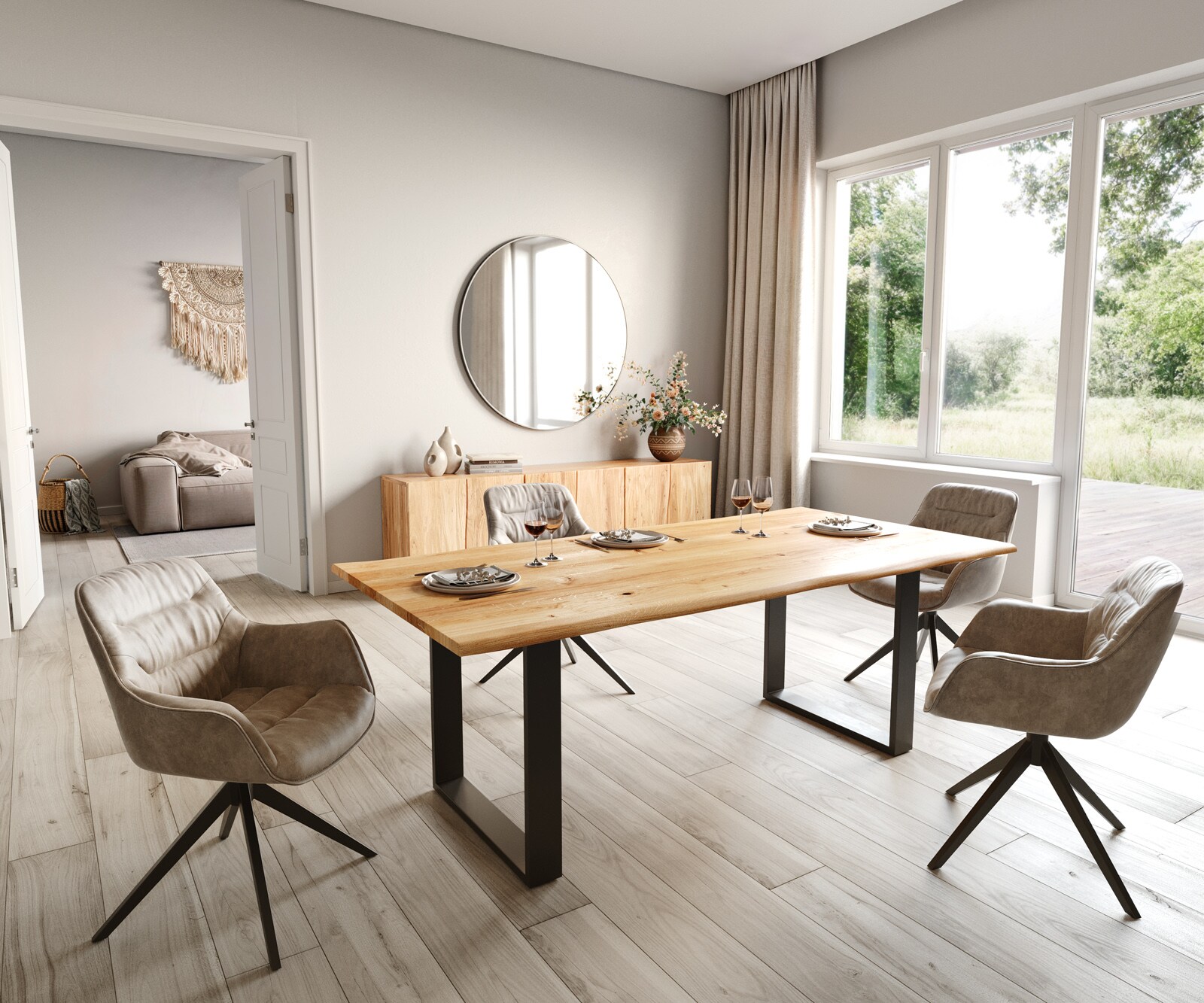 Table à manger Edge 200x100x2,5-3 chêne nature patin noir Live-Edge 4 Table à manger Edge 200x100x2,5-3 chêne nature patin noir Live-Edge 4