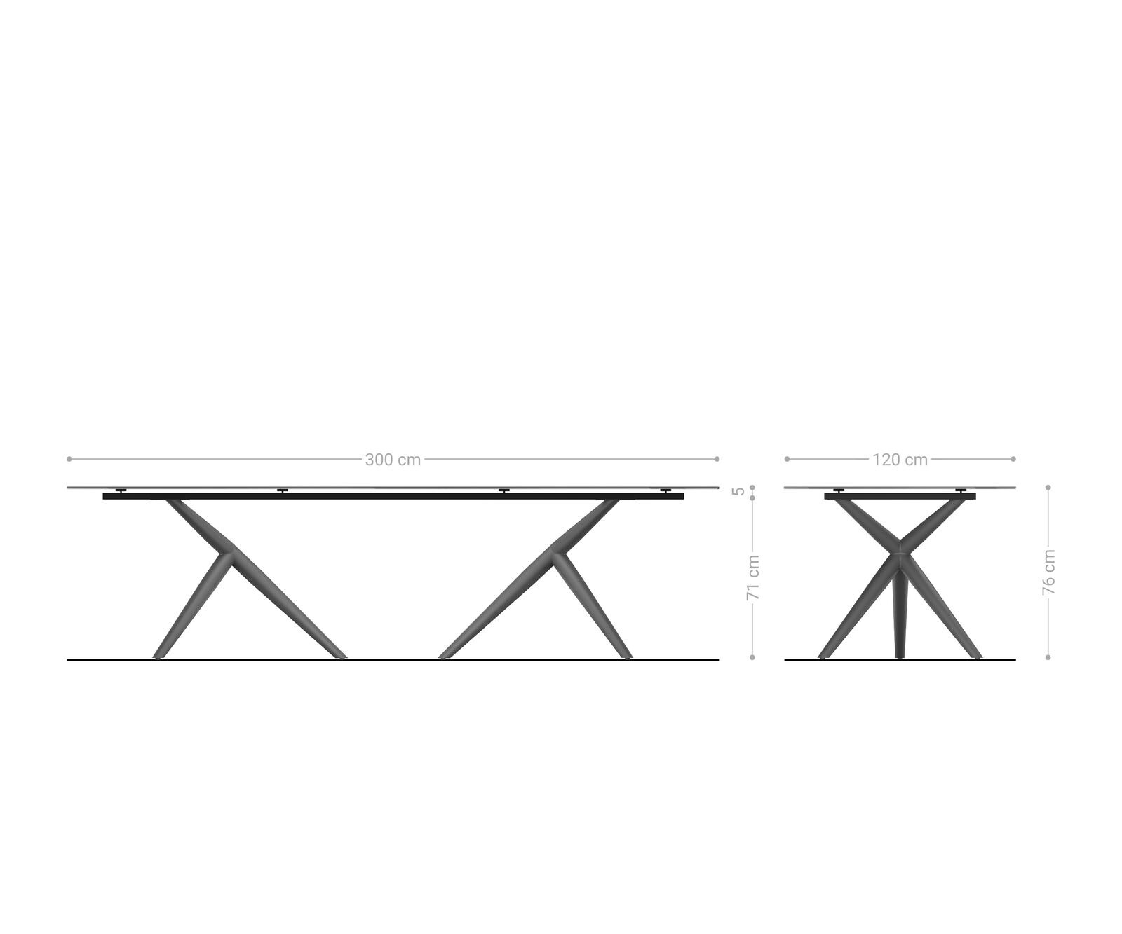 Table à manger Edge Boot 300x120 cm Céramique Minas Melange Blanc-Beige Estelar rond Métal Noir 7