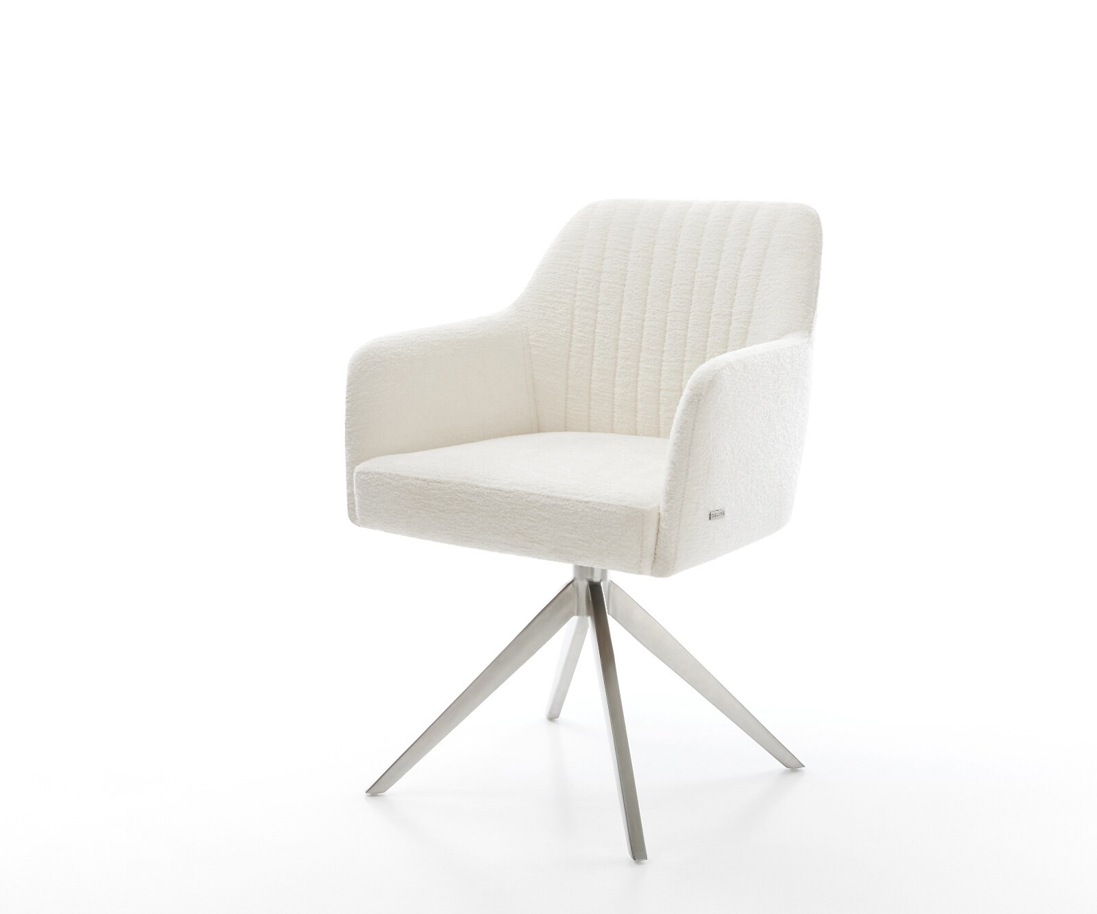 Chaise-pivotante Greg-Flex bouclé doux beige pied croisé large acier inoxydable pivotement sur 360° fonction bascule resorts ensachés 1