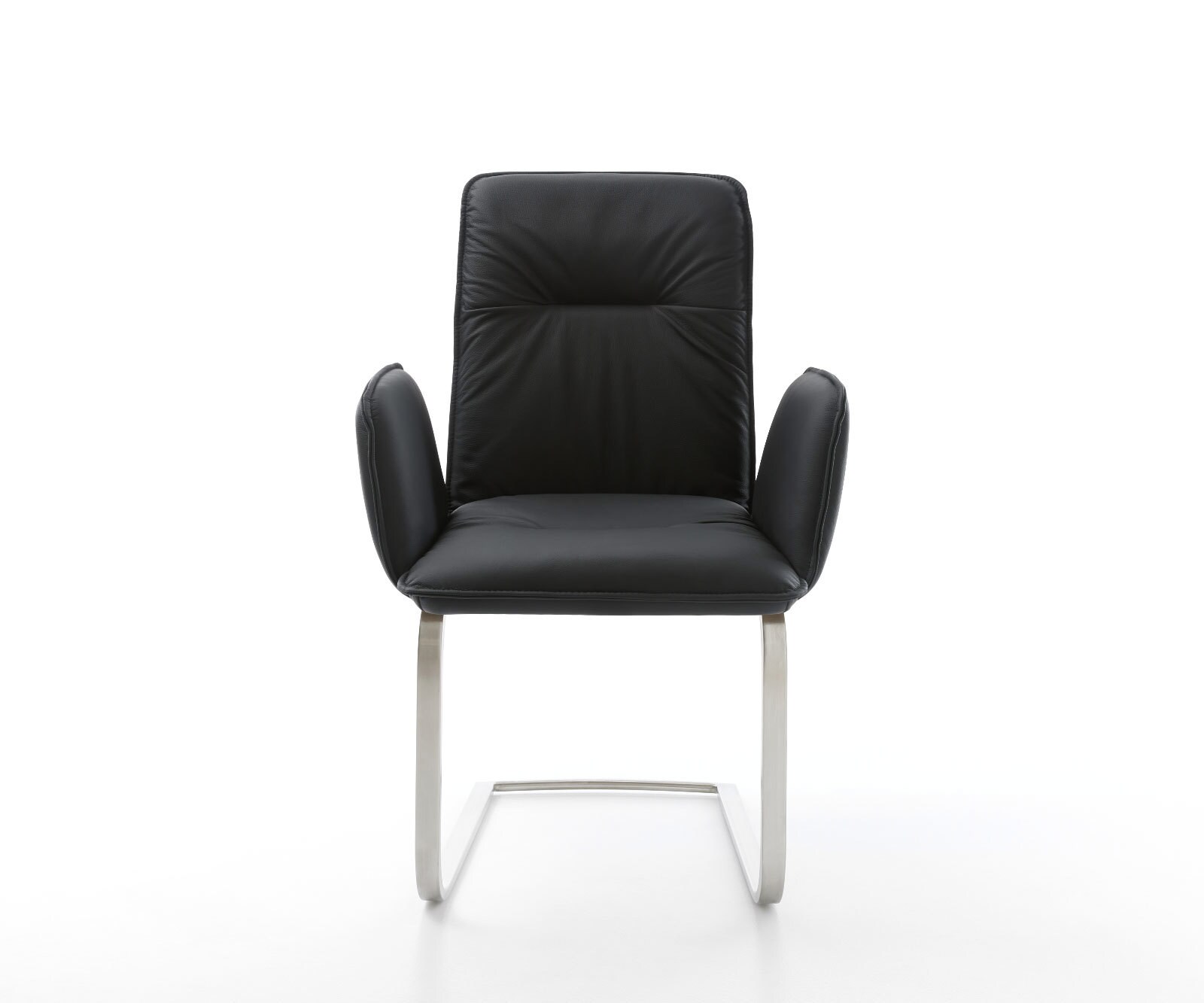 Cantilever Vinja-Flex cuir de vache noir pied cantilever plat acier inoxydable brossé 1 Cantilever Vinja-Flex cuir de vache noir pied cantilever plat acier inoxydable brossé 1