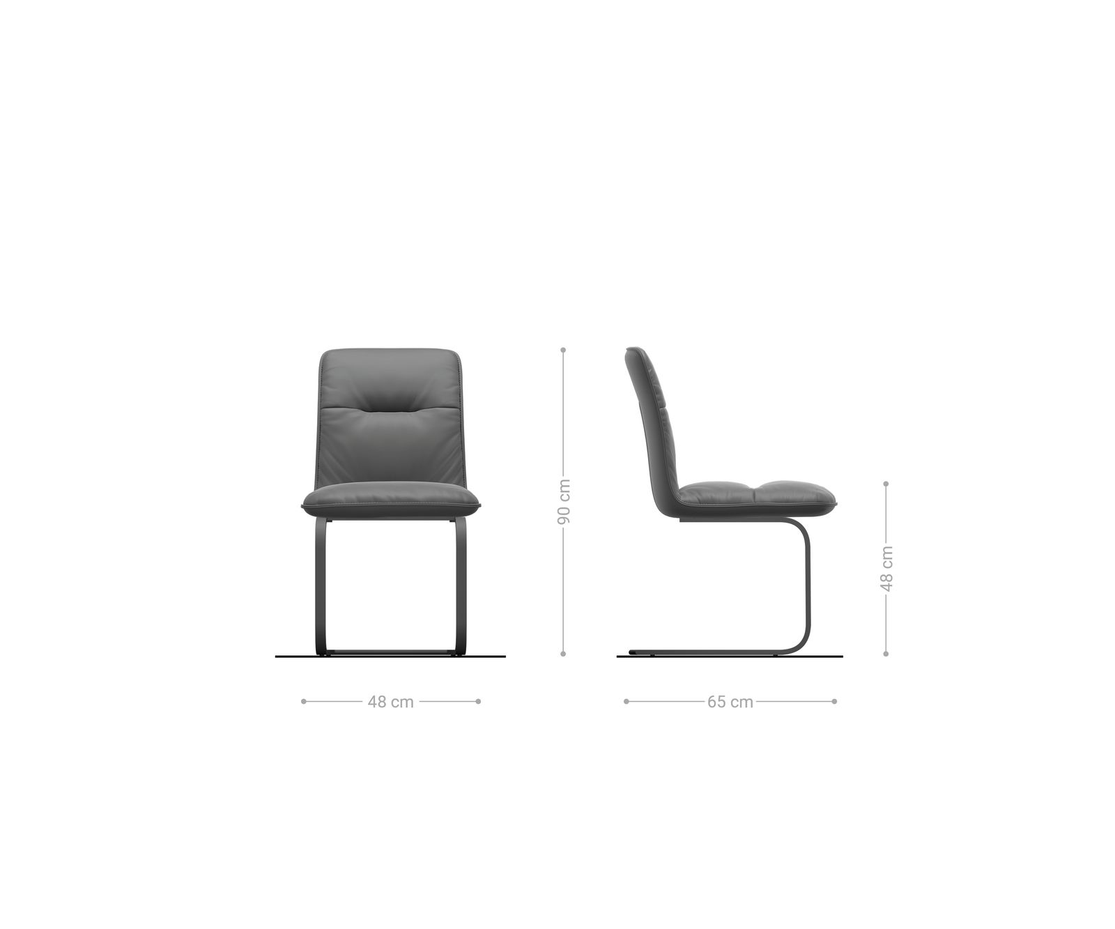 Cantilever Vinjo-Flex microvelours taupe vintage pied cantilever plat acier inoxydable brossé 5