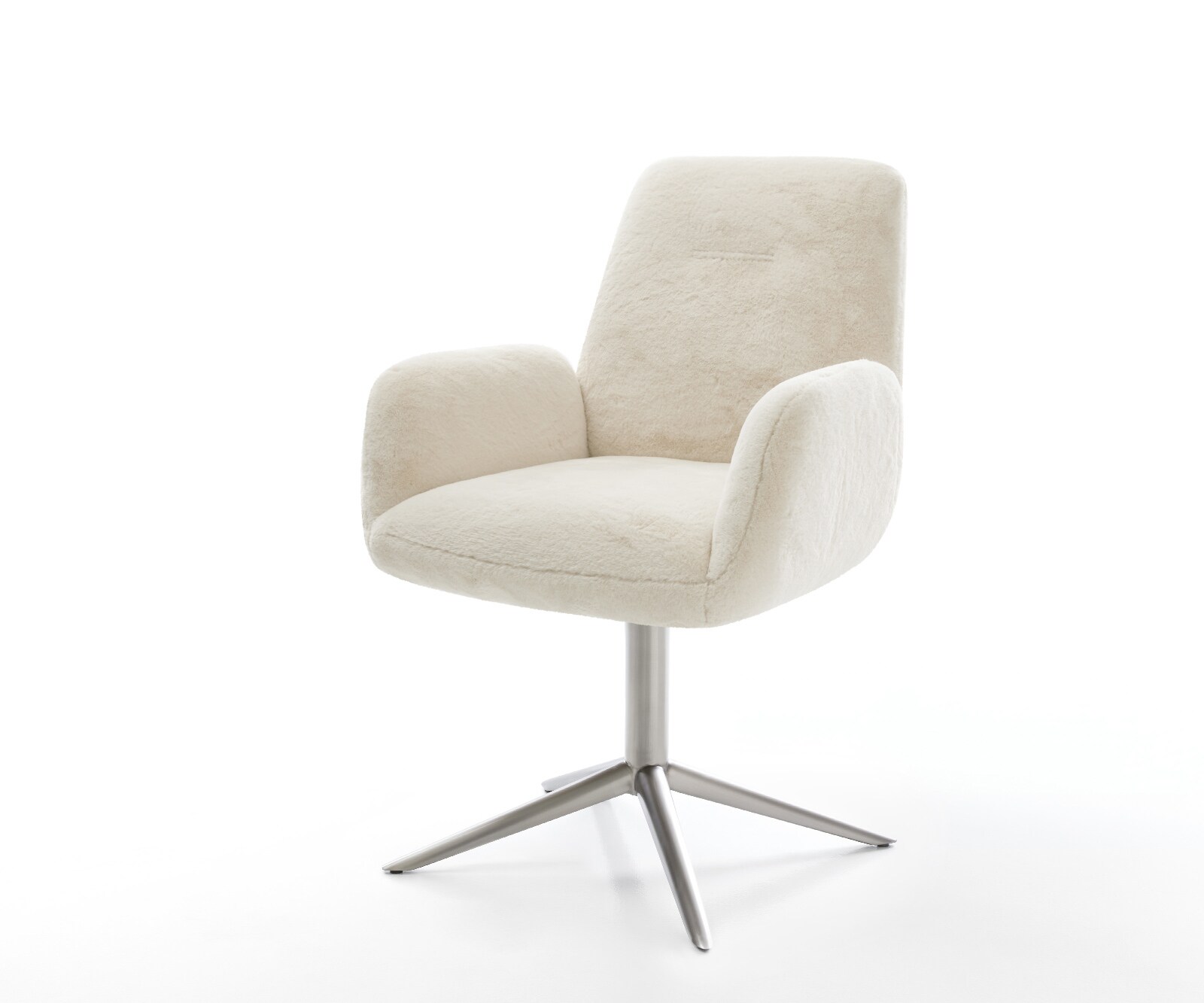 Chaise-pivotante Zoa-Flex peluche crème-blanc pied de chaise 4 branches acier inoxydable pivotement sur 360° fonction bascule resorts ensachés 1