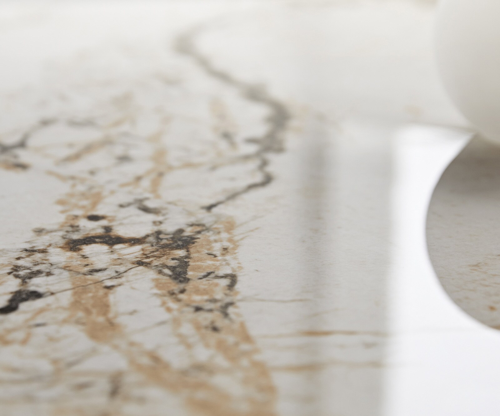 Table à manger Edge Ovale 280x130 Céramique Minas Melange Blanc-Beige Pilier Acier inoxydable Graphite 5