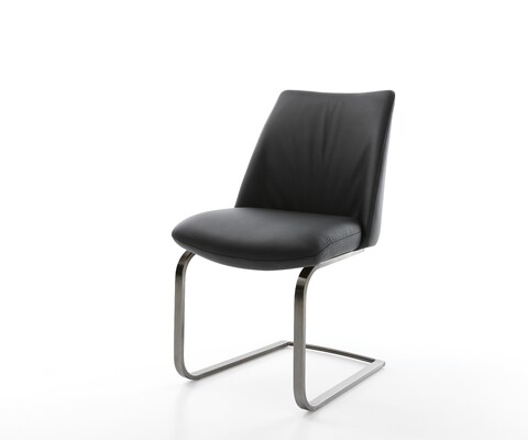 Cantilever Elso-Flex cuir de vache noir pied cantilever plat grafiete ressorts ensachés