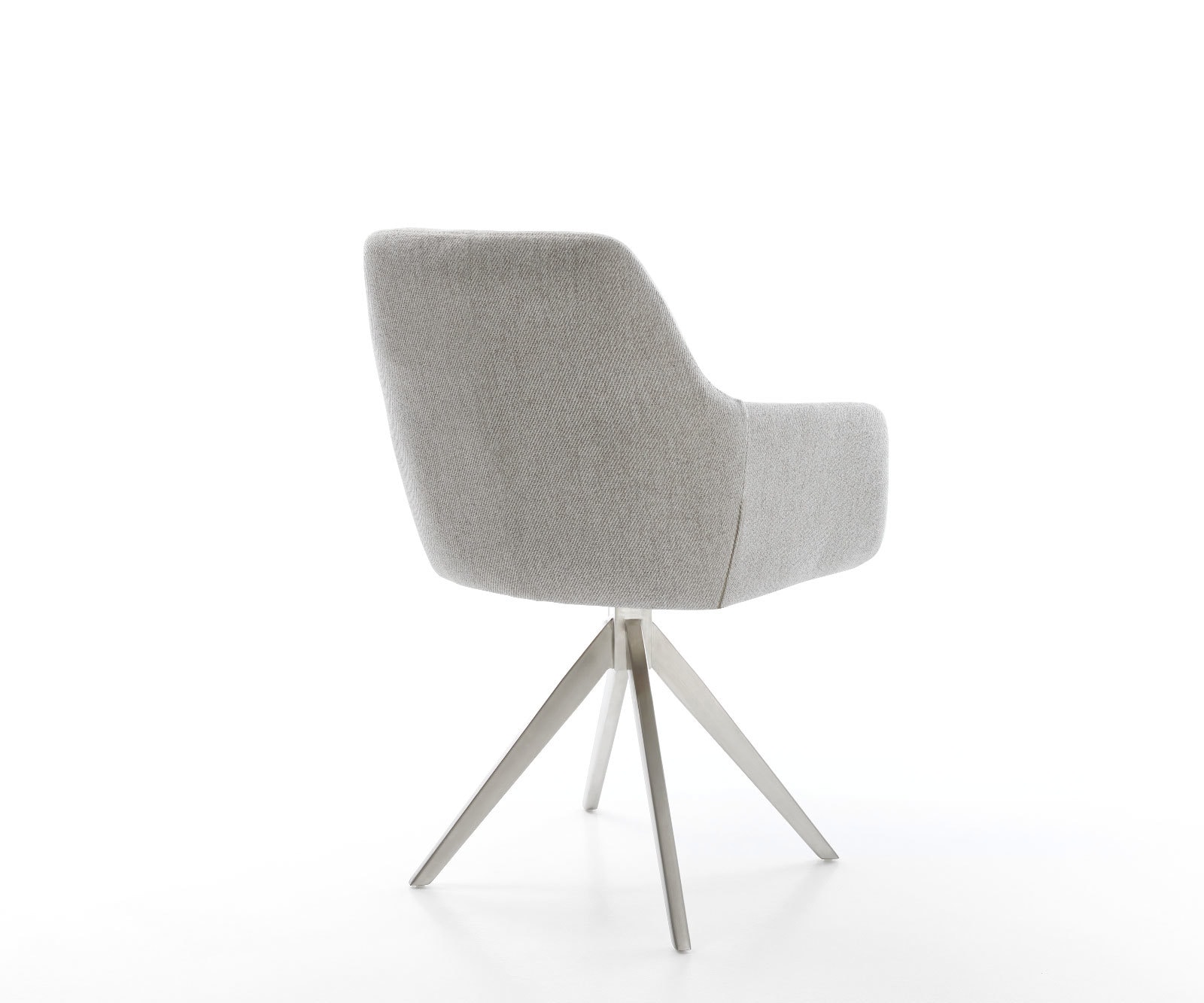 Chaise-de-salle-à-manger Pejo-Flex rayures gris clair pied croisé angulaire acier inoxydable brossé ressorts ensachés 4 Chaise-de-salle-à-manger Pejo-Flex rayures gris clair pied croisé angulaire acier inoxydable brossé ressorts ensachés 4