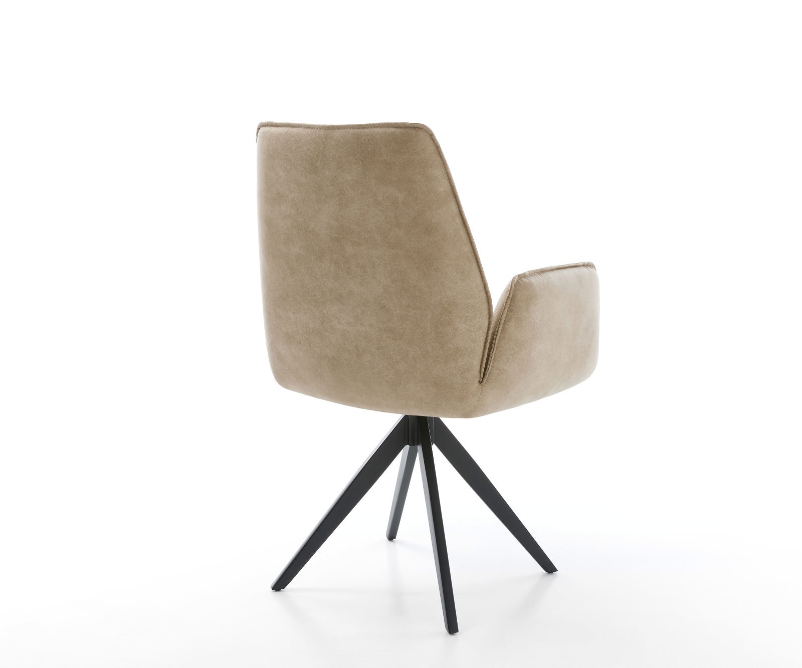 Chaise-de-salle-à-manger Zoa-Flex microvelours beige vintage pied croisé angulaire noir ressorts ensachés 5