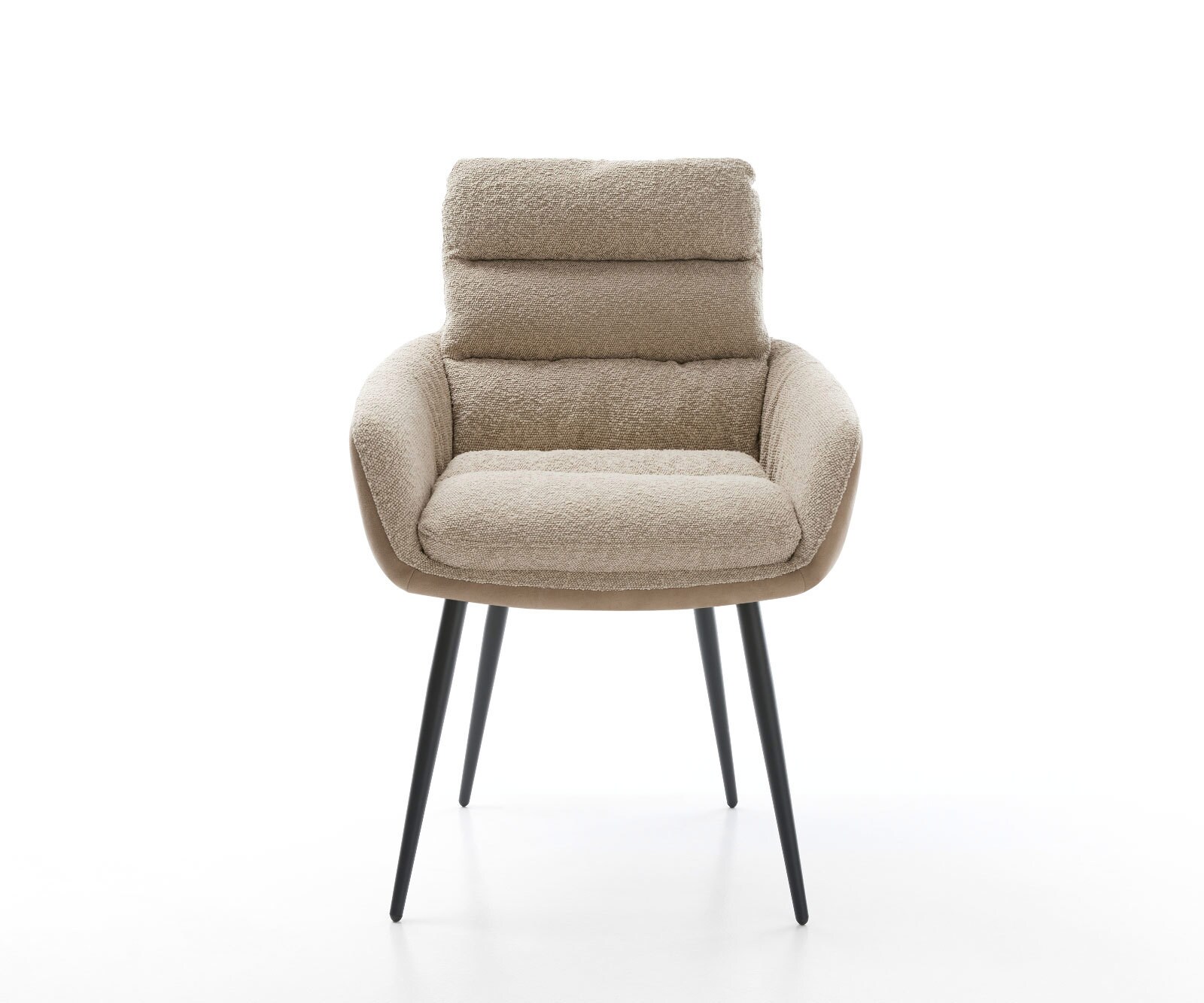 Chaise-de-salle-à-manger Abelia-Flex avec accoudoirs tissu mixte couleur boue 4 pieds coniques noir 1 Chaise-de-salle-à-manger Abelia-Flex avec accoudoirs tissu mixte couleur boue 4 pieds coniques noir 1