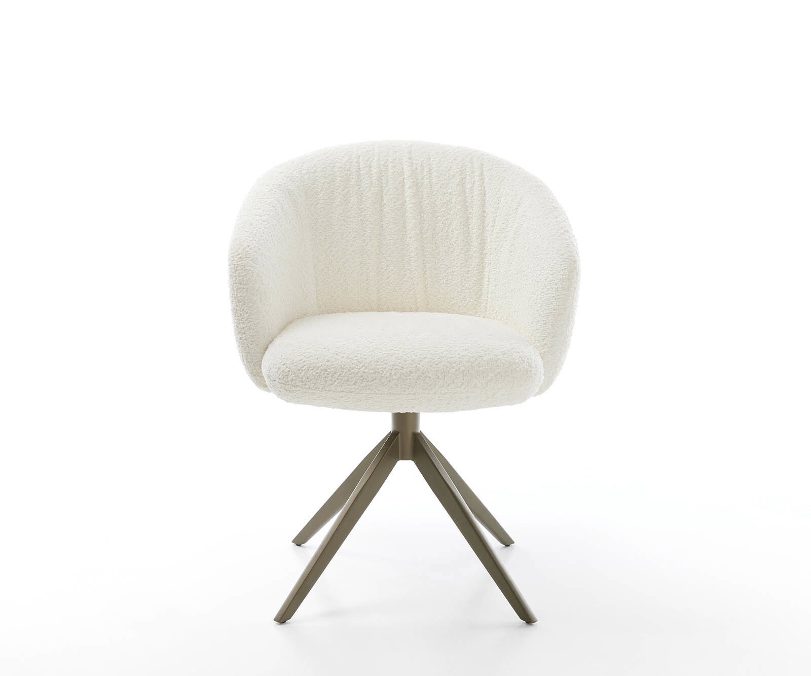 Chaise-pivotante Caja-Flex avec accoudoirs bouclé blanc pied croisé large aspect titane pivotement sur 360° ressorts ensachés 1 Chaise-pivotante Caja-Flex avec accoudoirs bouclé blanc pied croisé large aspect titane pivotement sur 360° ressorts ensachés 1