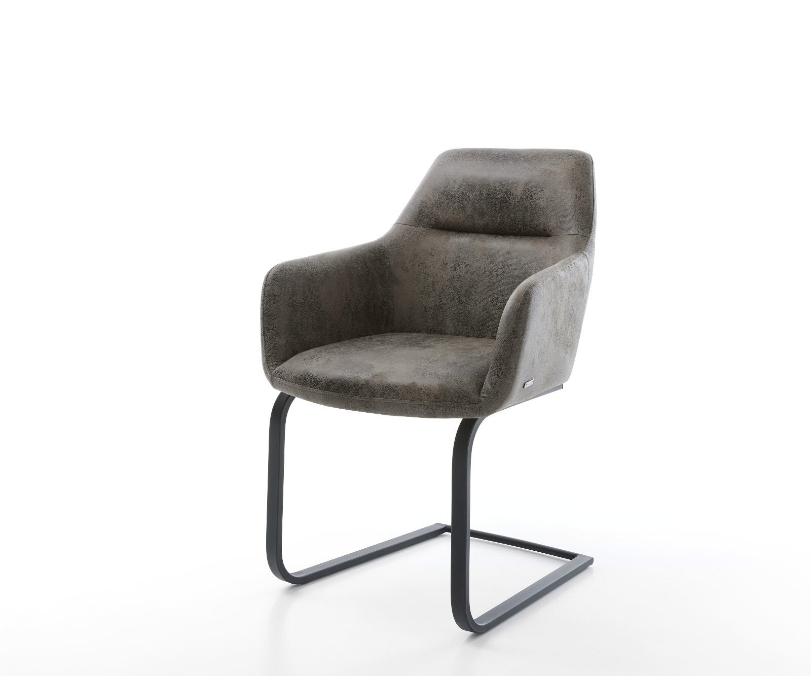 Cantilever Pejo-Flex microvelours gris antique pied cantilever plat noir ressorts ensachés