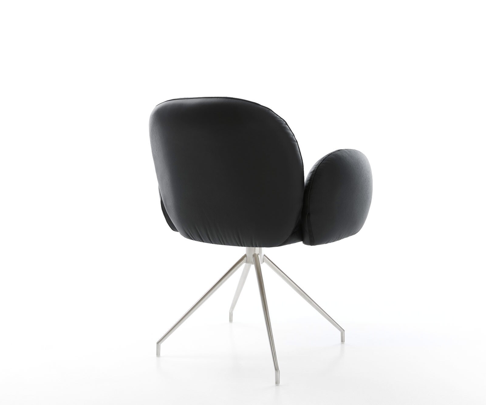 Chaise-pivotante Nube-Flex avec accoudoirs cuir de vache noir pied croisé conique acier inoxydable brossé pivotement sur 180° ressorts ensachés 4 Chaise-pivotante Nube-Flex avec accoudoirs cuir de vache noir pied croisé conique acier inoxydable brossé pivotement sur 180° ressorts ensachés 4