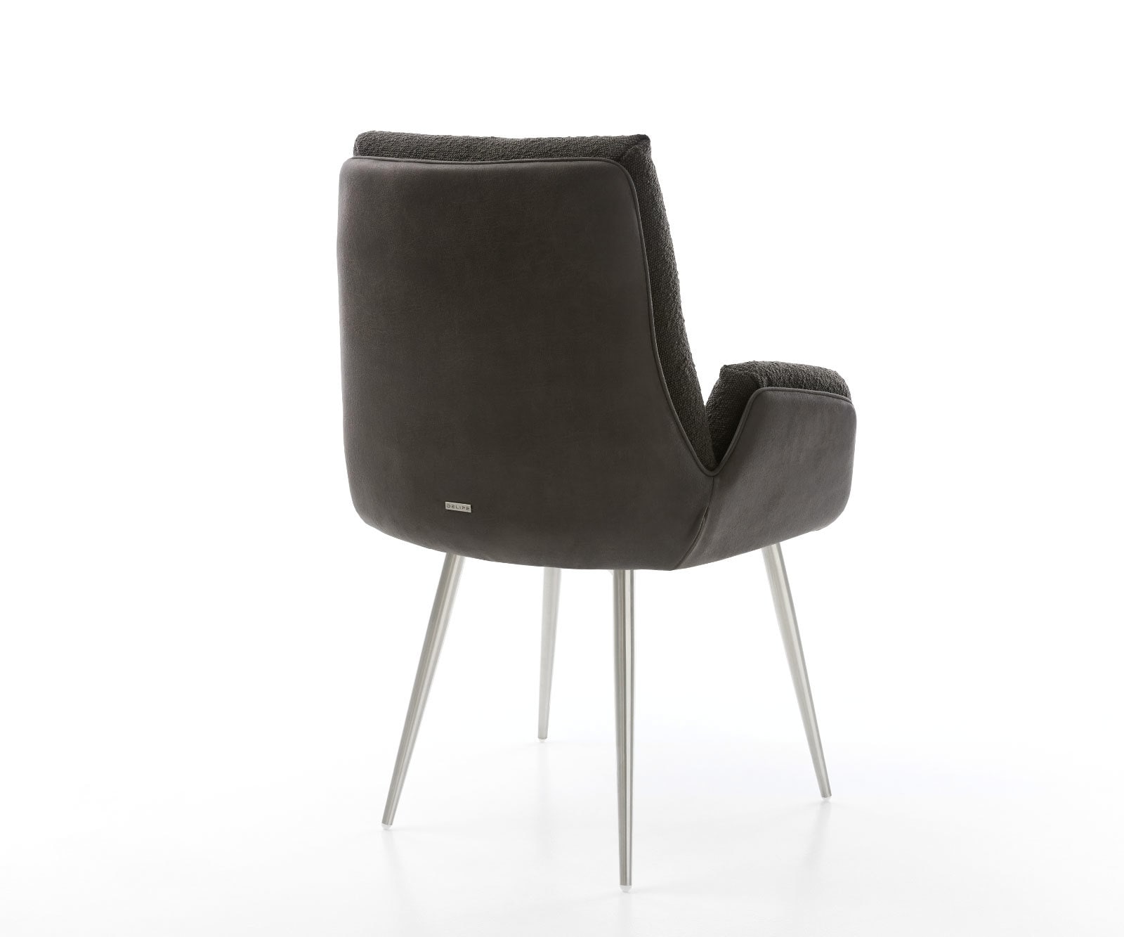 Chaise-de-salle-à-manger Clea-Flex tissu mixte noir 4 pieds coniques acier inoxydable brossé 4 Chaise-de-salle-à-manger Clea-Flex tissu mixte noir 4 pieds coniques acier inoxydable brossé 4