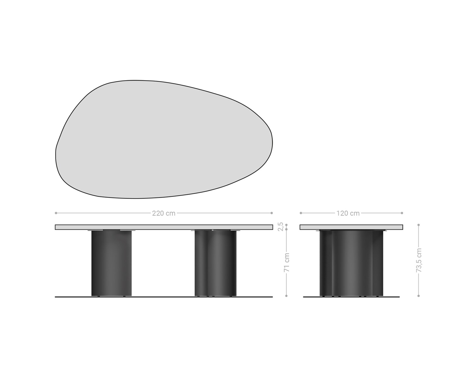Table à manger Edge ovalee 220x120x2,5 chêne naturee Troa métal noir Flow-Edge 6