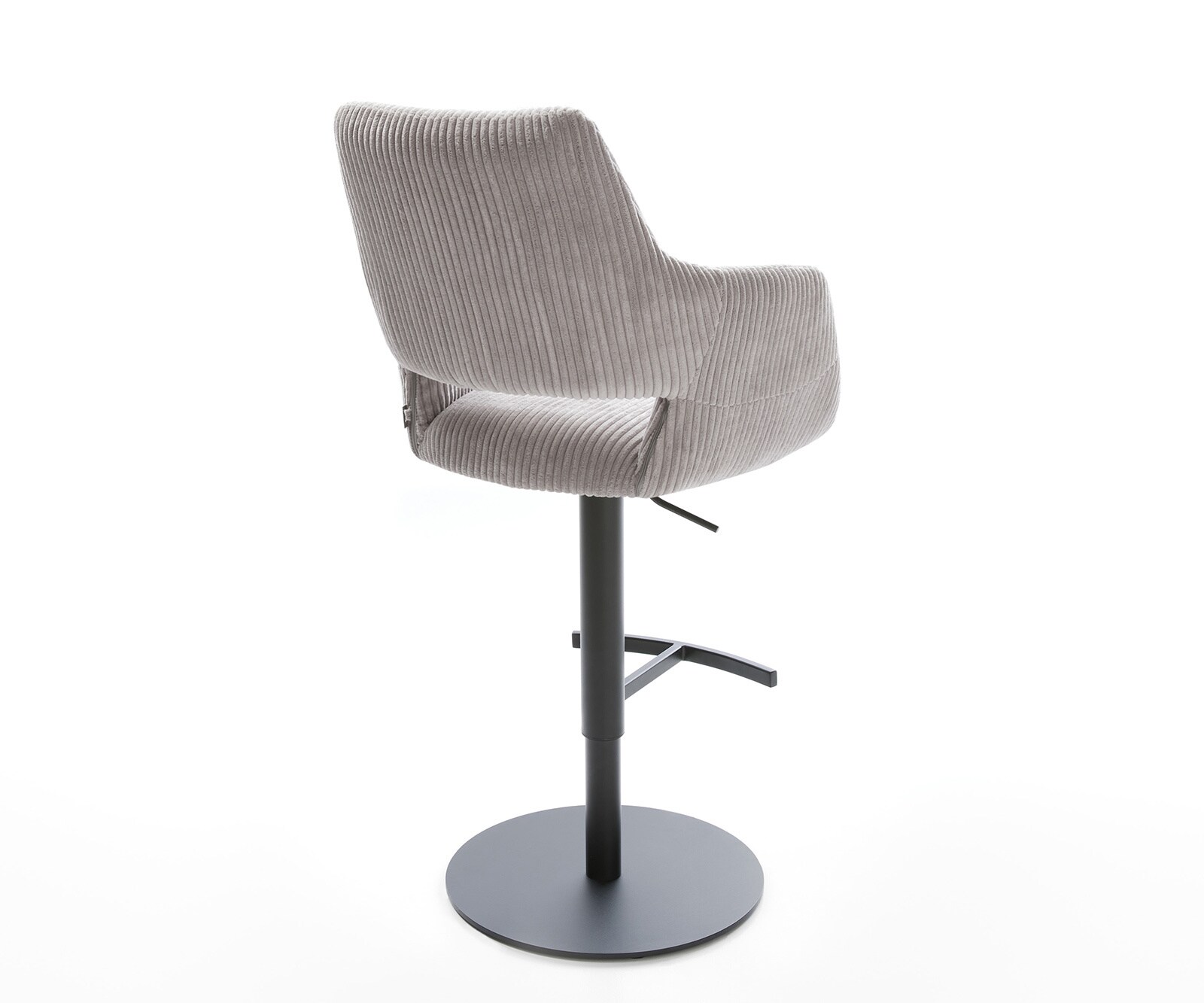 Chaise-de-bar Yago-Flex Cordon gris argenté Pied pivotant réglable en hauteur Métal noir pivotant Ressorts ensachés 4