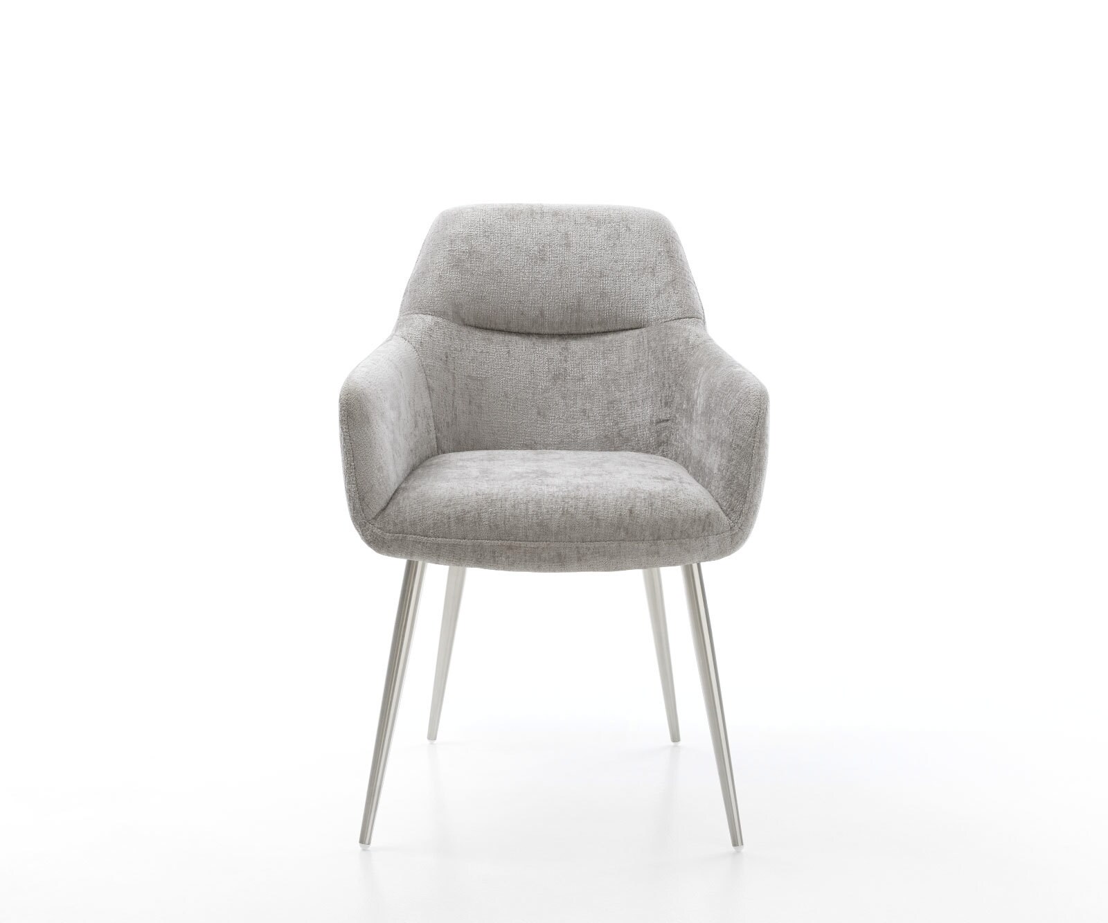 Chaise-de-salle-à-manger Pejo-Flex chenille gris argenté 4 pieds coniques acier inoxydable brossé ressorts ensachés 2