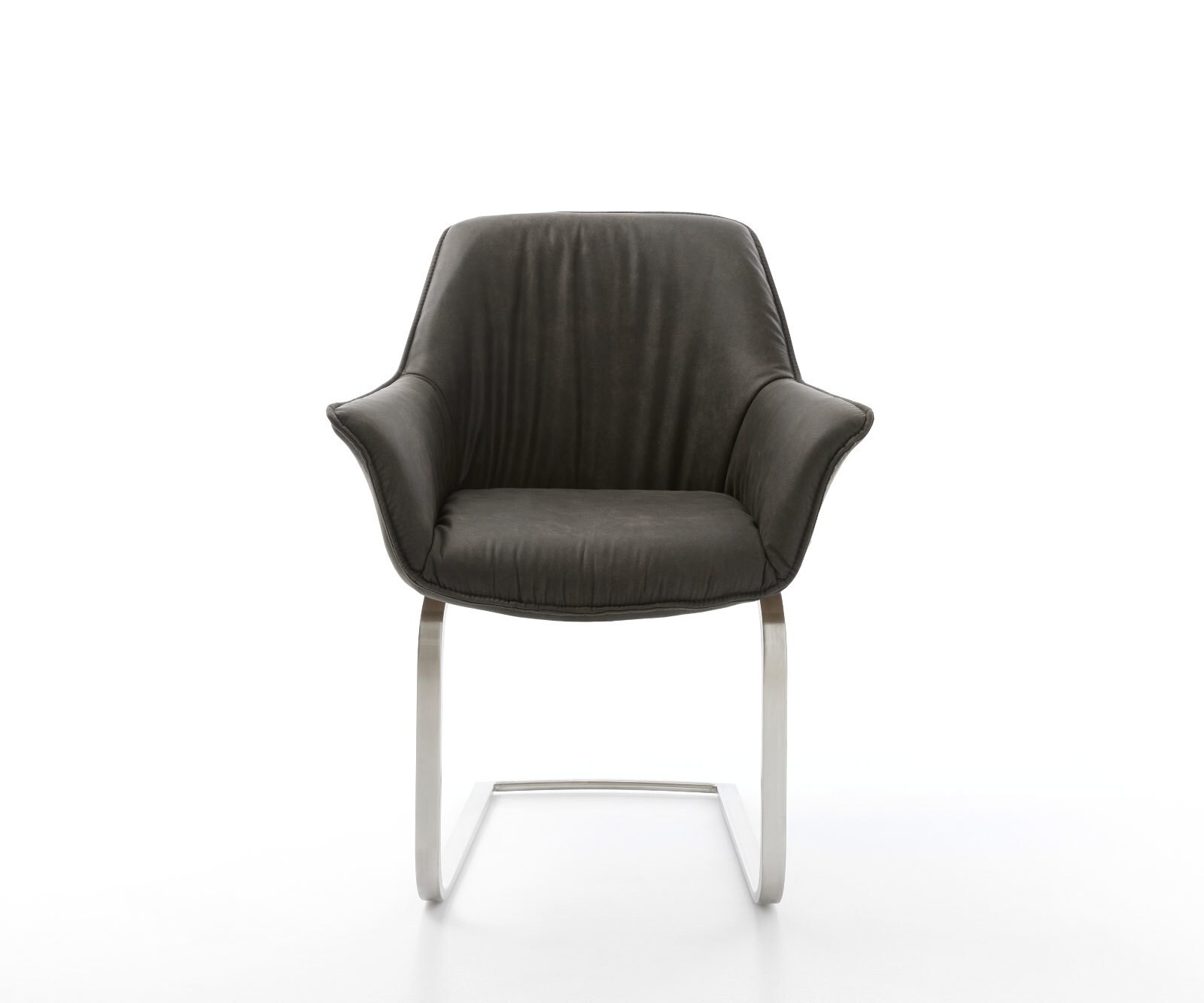 Cantilever Keila-Flex avec accoudoirs microvelours anthracite vintage pied cantilever plat acier inoxydable brossé 2 Cantilever Keila-Flex avec accoudoirs microvelours anthracite vintage pied cantilever plat acier inoxydable brossé 2