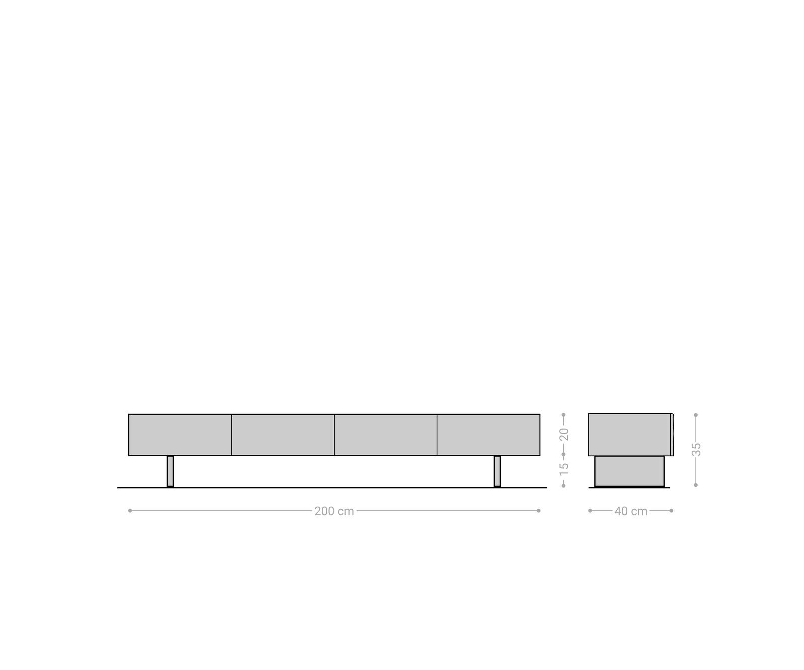 Meuble TV New Live-Edge 200 cm acacia naturel 4 portes pied acrylique 6