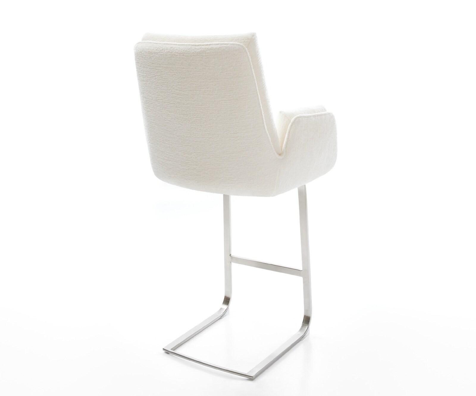 Chaise-de-bar Clea-Flex Bouclé doux Beige Pied cantilever acier inoxydable Argent 4