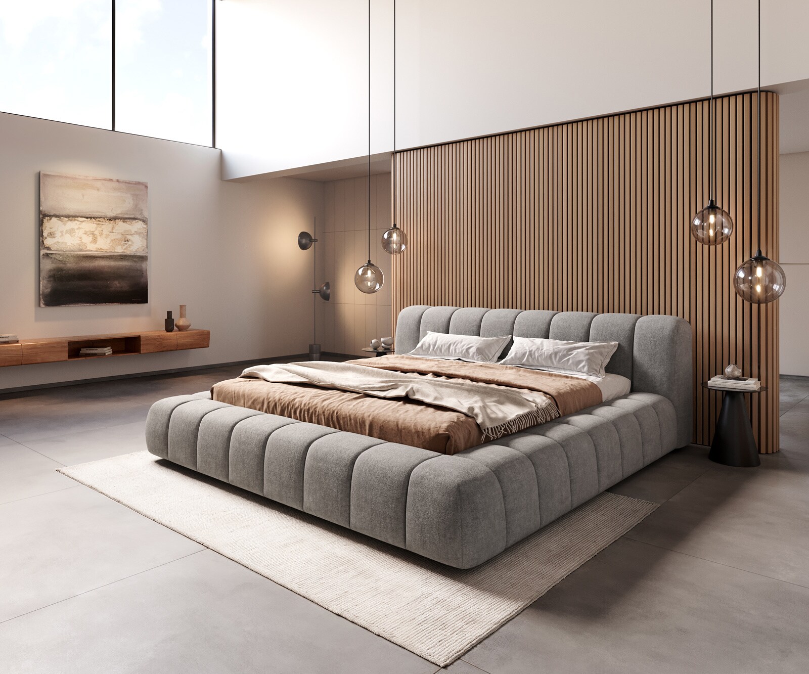 Sommier-rembourré Cutio 180x200 cm Tissu structuré 