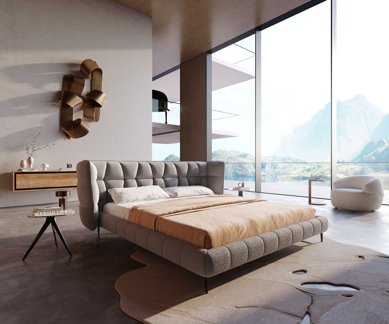 Sommier rembourré Capujo 180x200 cm Bouclé Gris Argenté Sommier rembourré Capujo 180x200 cm Bouclé Gris Argenté