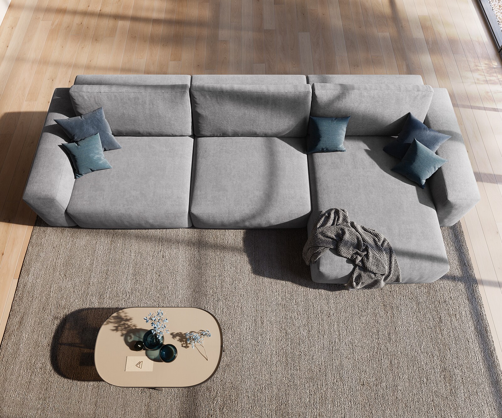 Canapé d'angle Lanzo XL 380x180 cm Microfibre Gris Recamière variable 3