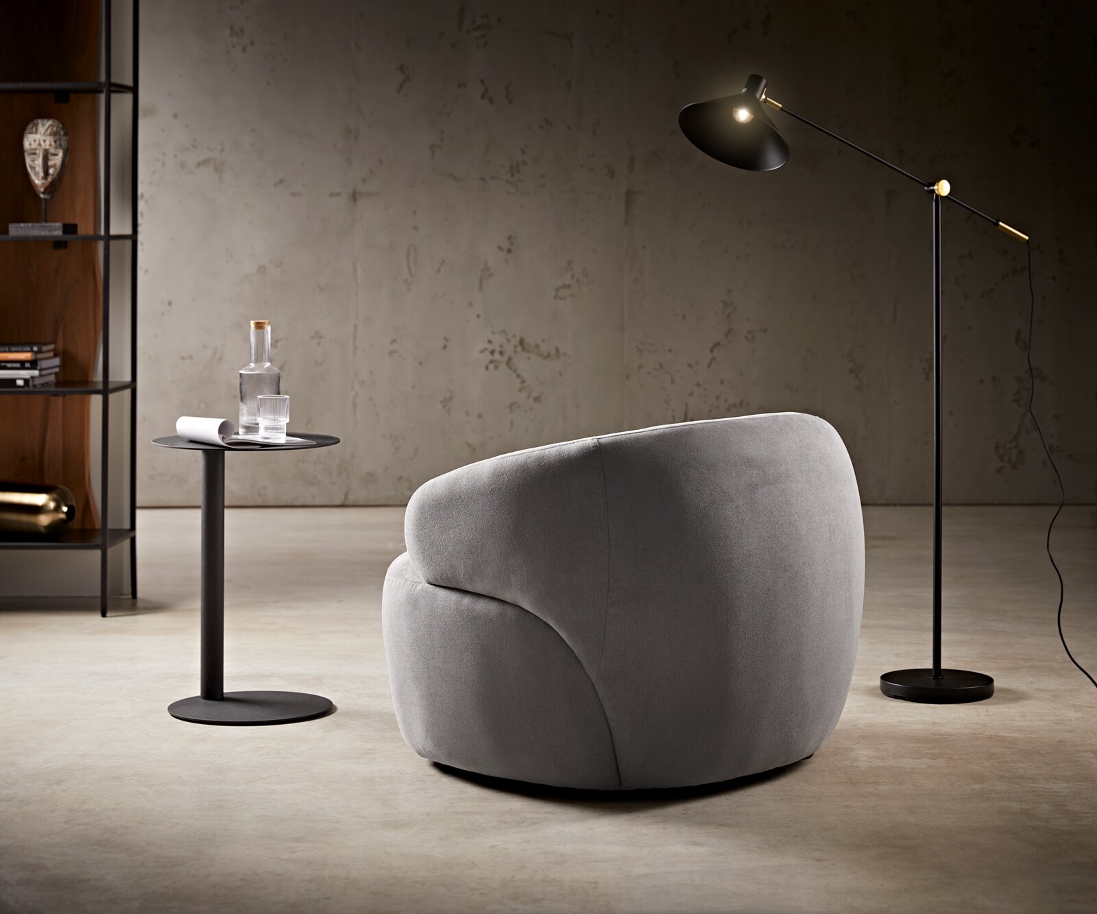 Fauteuil-lounge Nova 88x88 cm microfibre gris 4